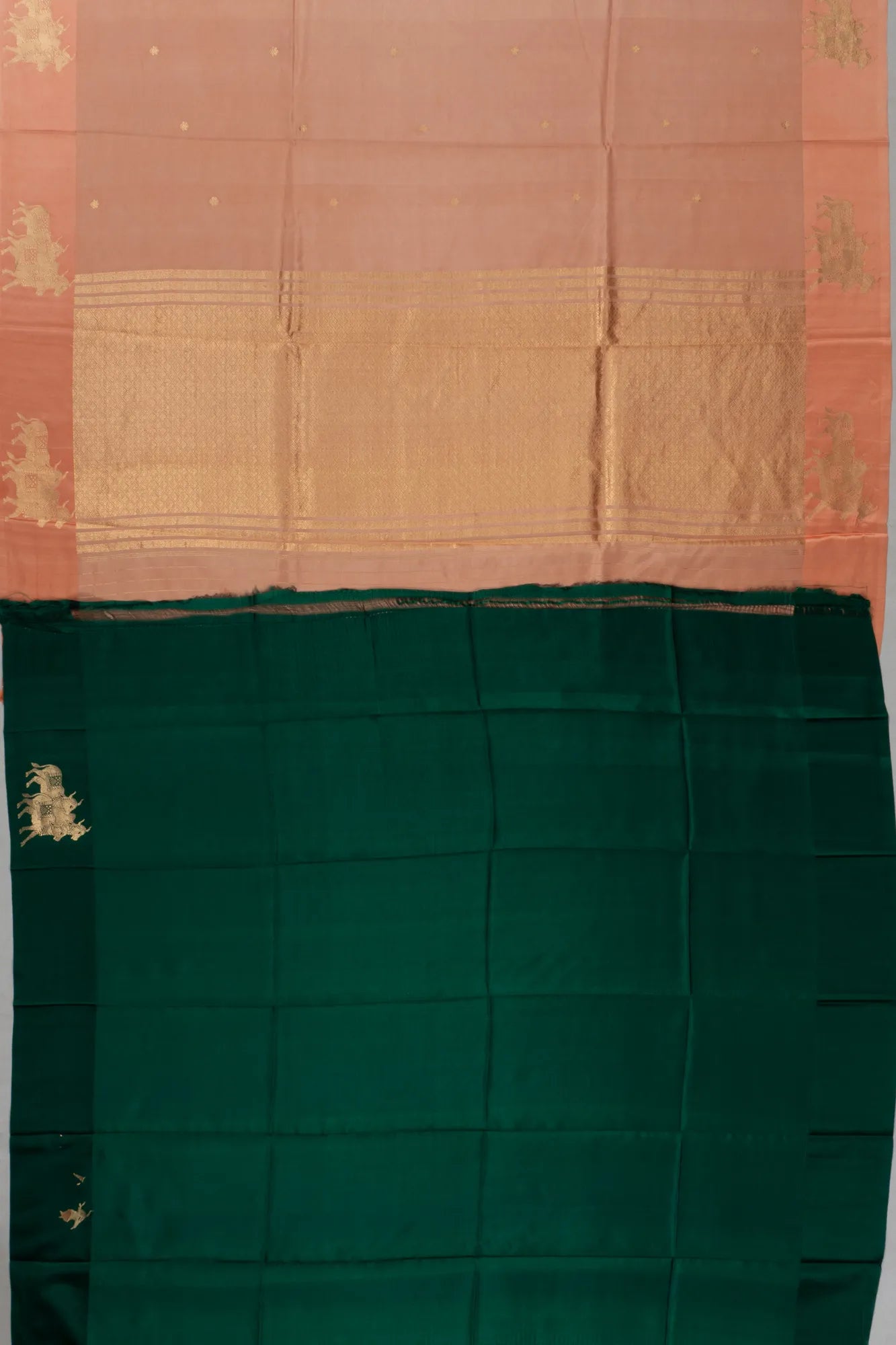 Banarasi Katan Silk Butta Pastel Orange Saree With Pichwai Border