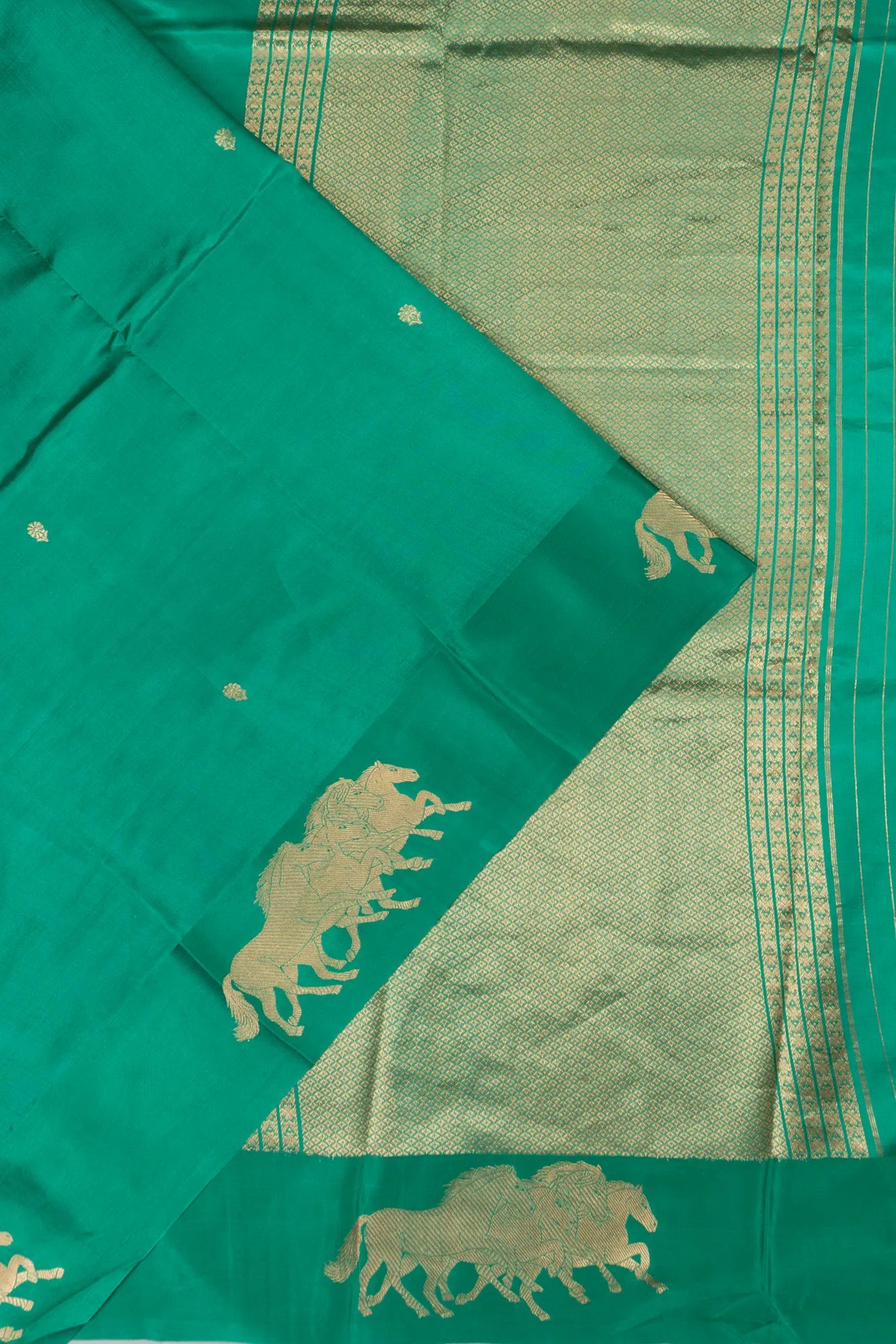 Banarasi Katan Silk Butta Green Saree