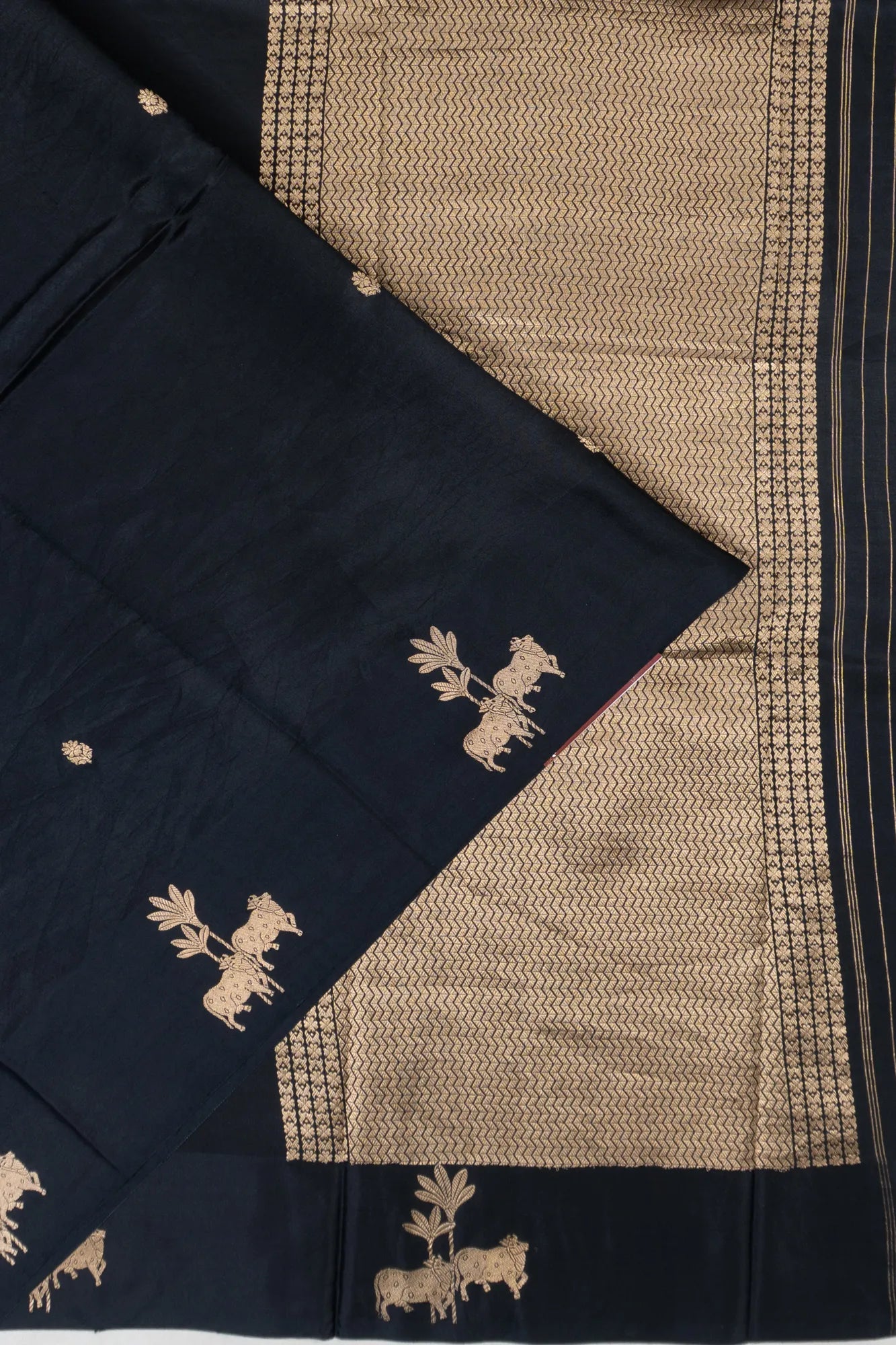 Banarasi Katan Silk Butta Black Saree With Pichwai Border