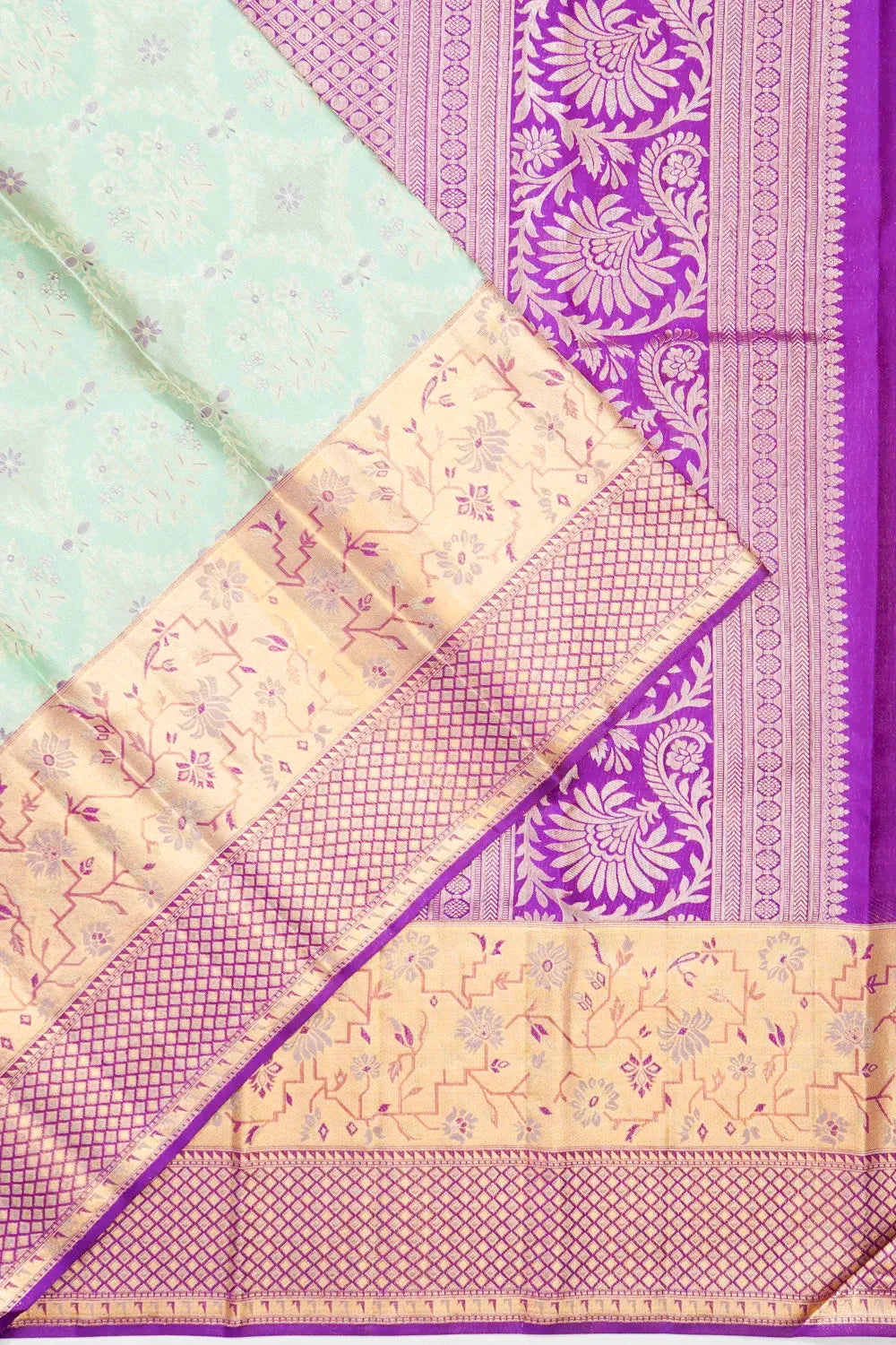 Kanchipuram Silk Brocade Pastel Green Saree