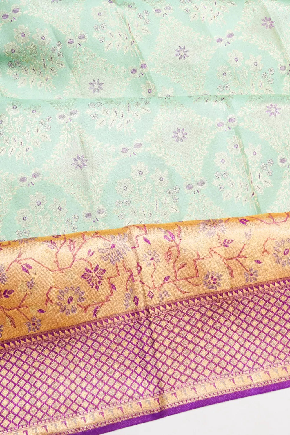 Kanchipuram Silk Brocade Pastel Green Saree