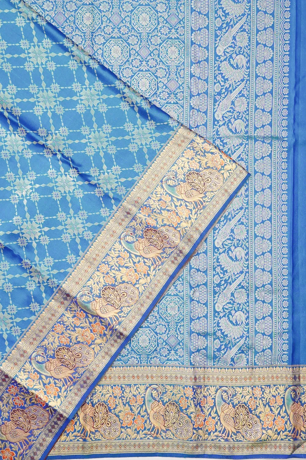 Kanchipuram Silk Brocade Blue Saree
