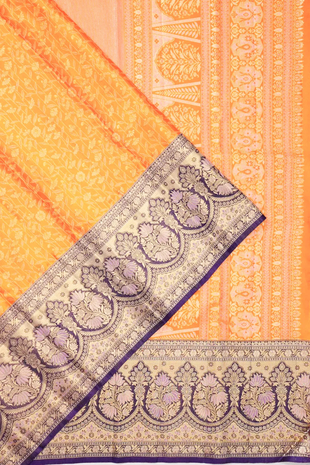 Kanchipuram Silk Brocade Mustard Yellow Saree