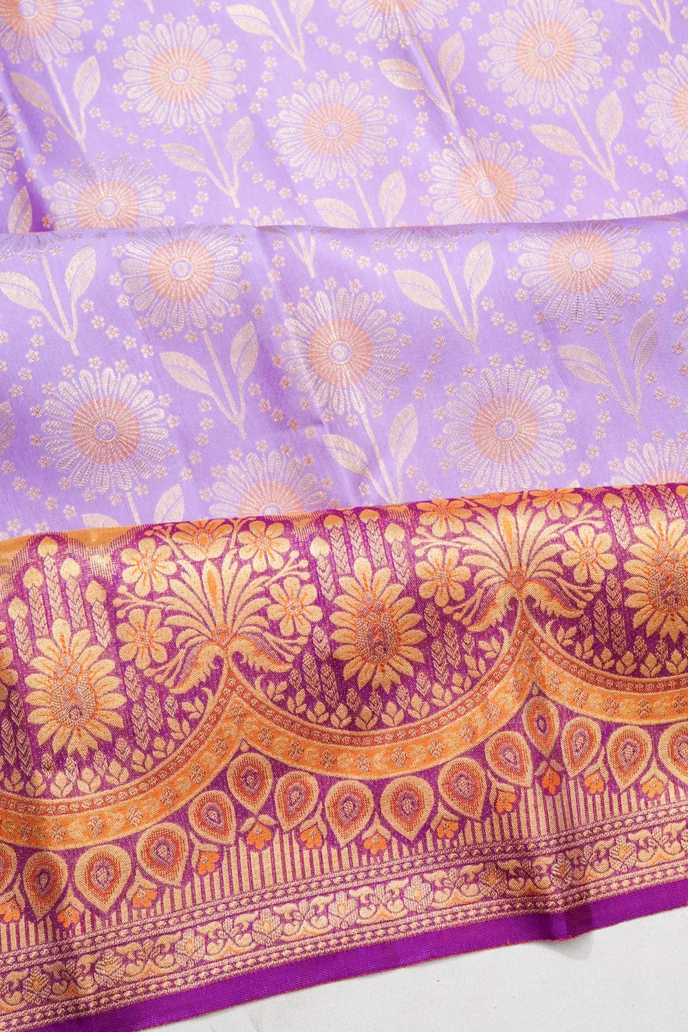 Kanchipuram Silk Brocade Lavender Saree