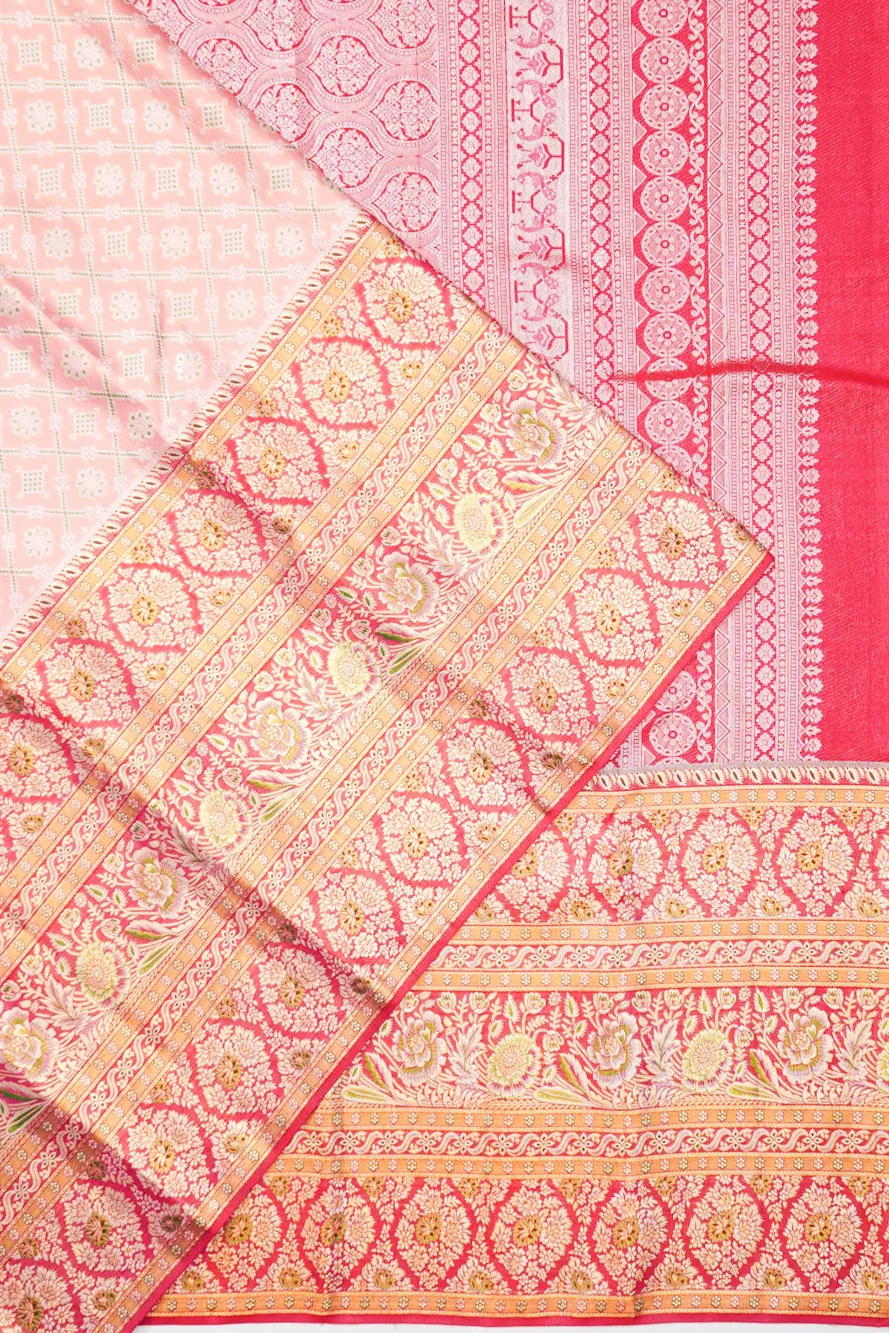 Kanchipuram Silk Tissue Brocade Peach Saree