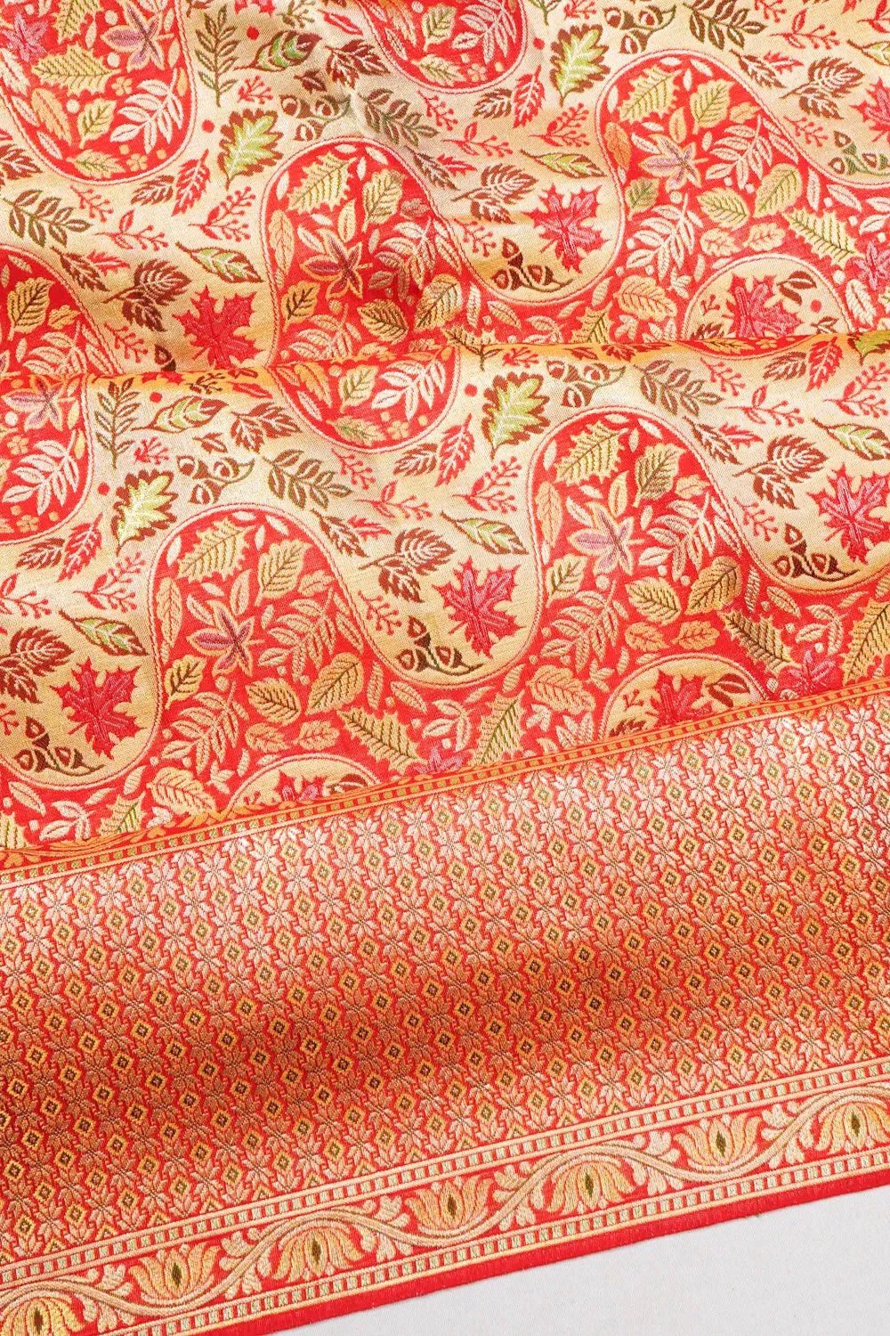 Kanchipuram Silk Tissue Brocade Red Saree