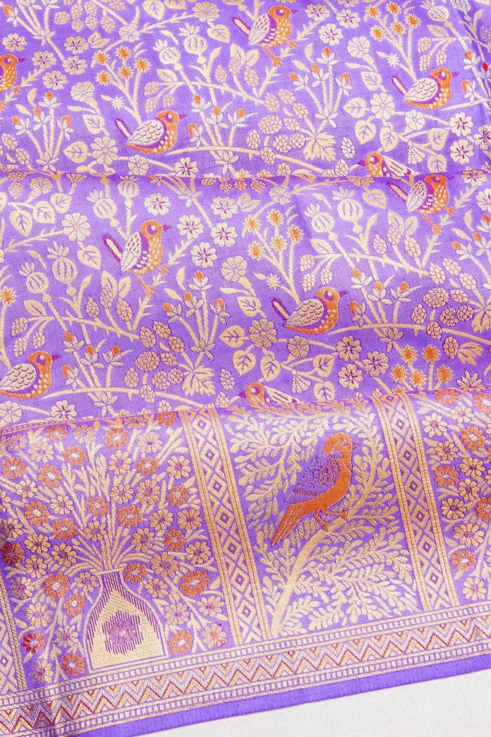Kanchipuram Silk Tissue Brocade Violet Saree