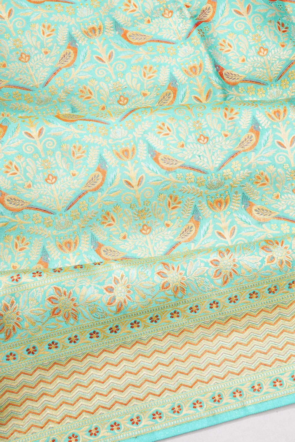 Kanchipuram Silk Tissue Brocade Pastel Green Saree