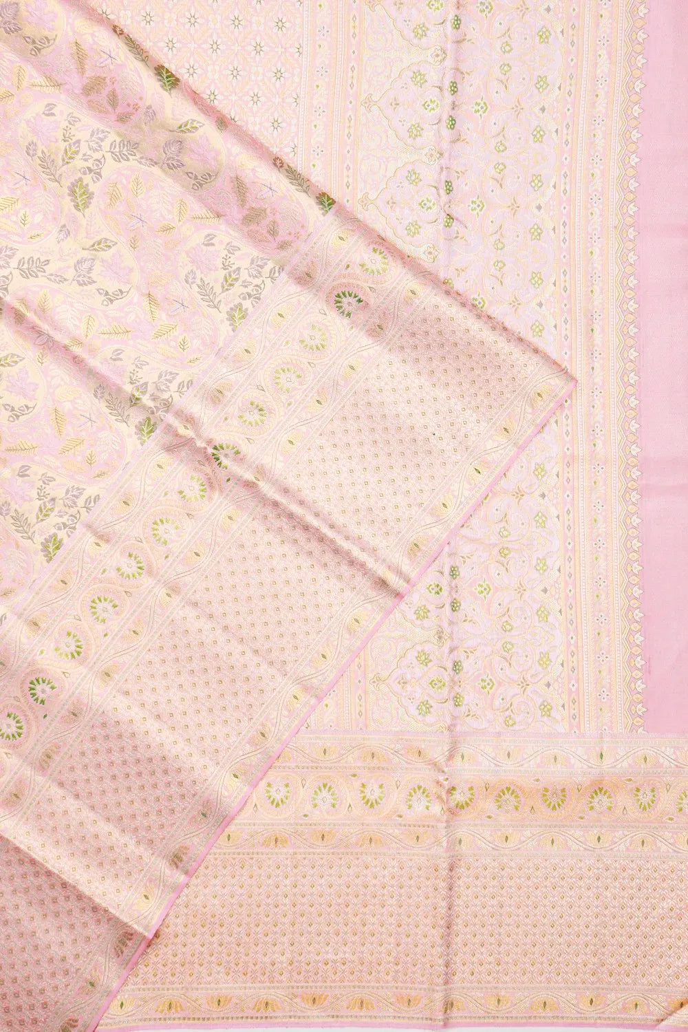 Kanchipuram Silk Brocade Baby Pink Saree