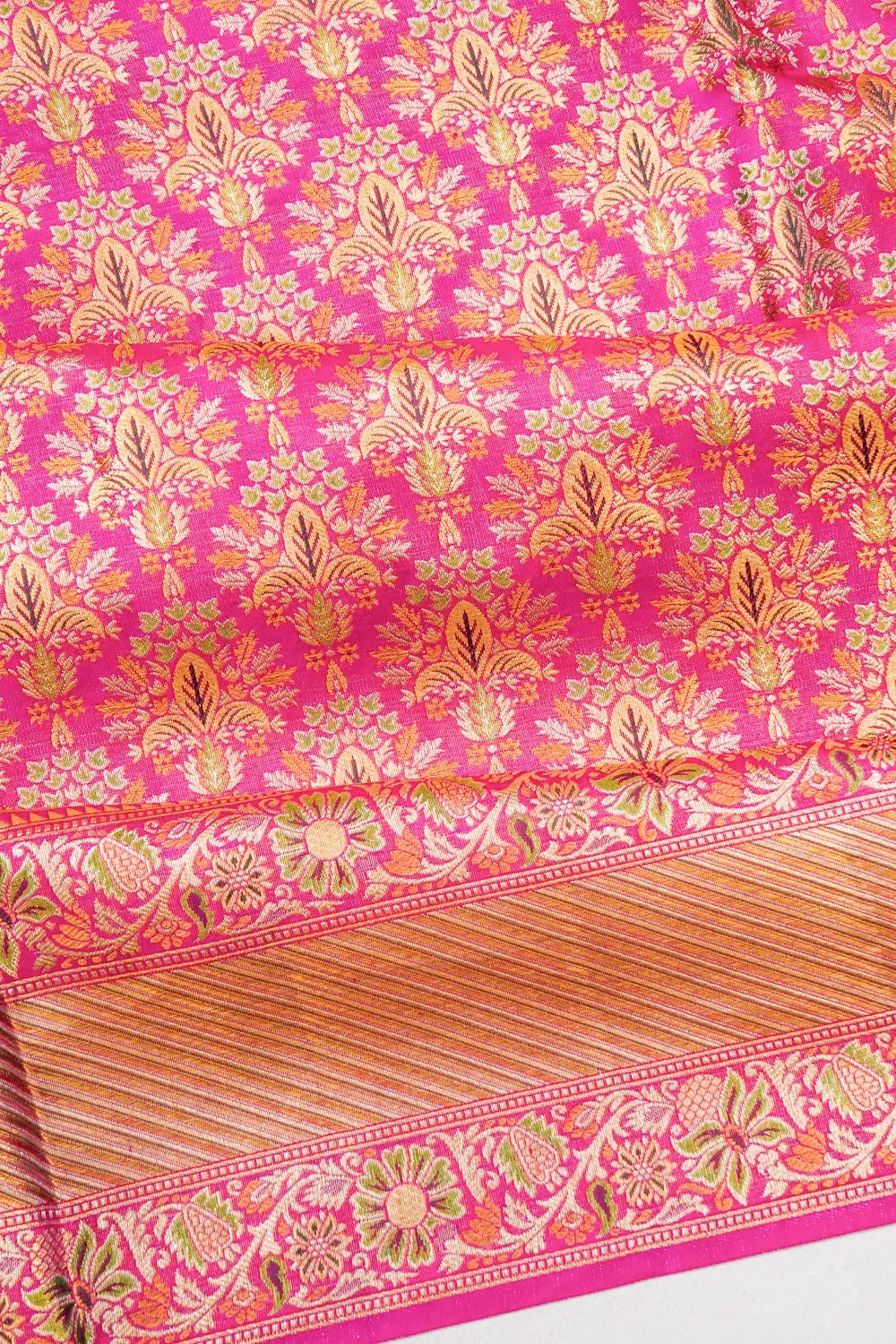 Kanchipuram Silk Tissue Brocade Pink Saree