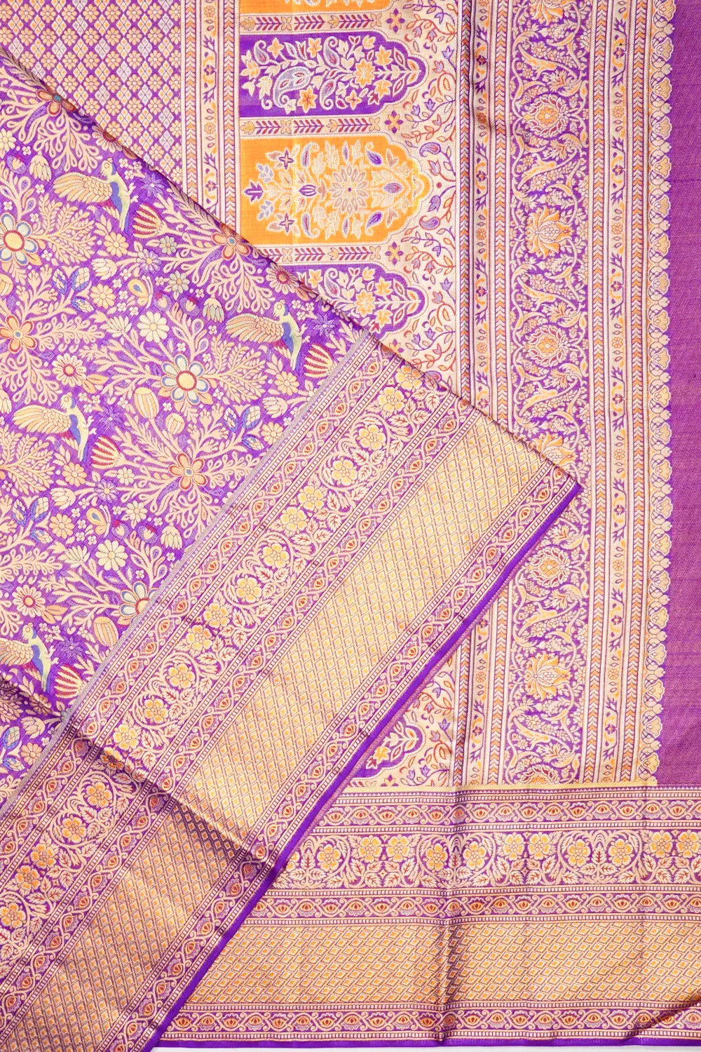 Kanchipuram Silk Tissue Brocade Purple Saree