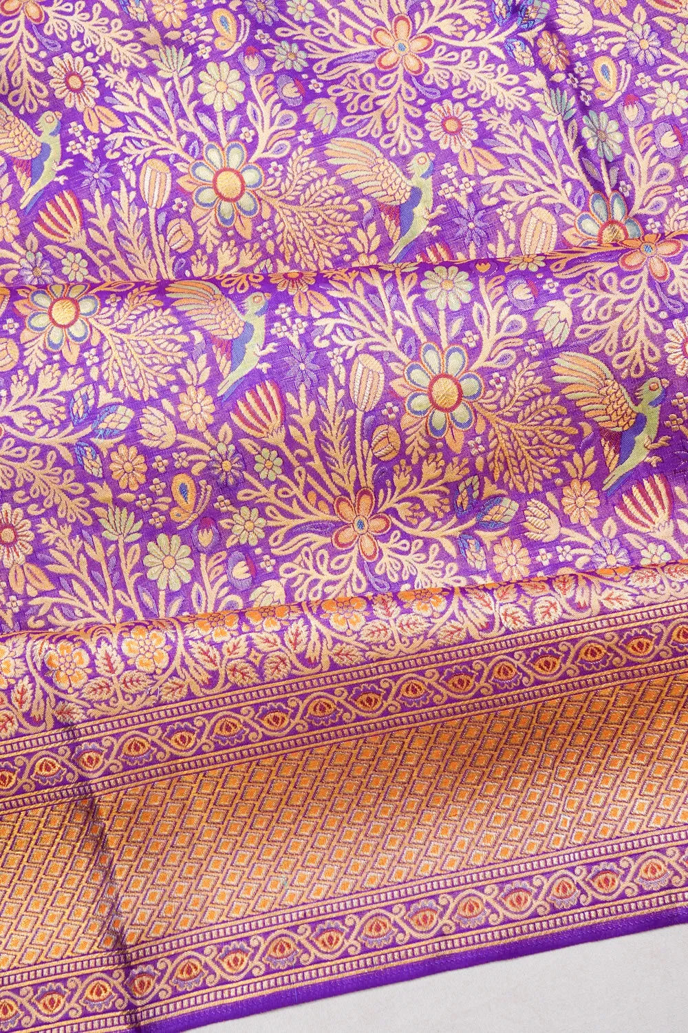 Kanchipuram Silk Tissue Brocade Purple Saree