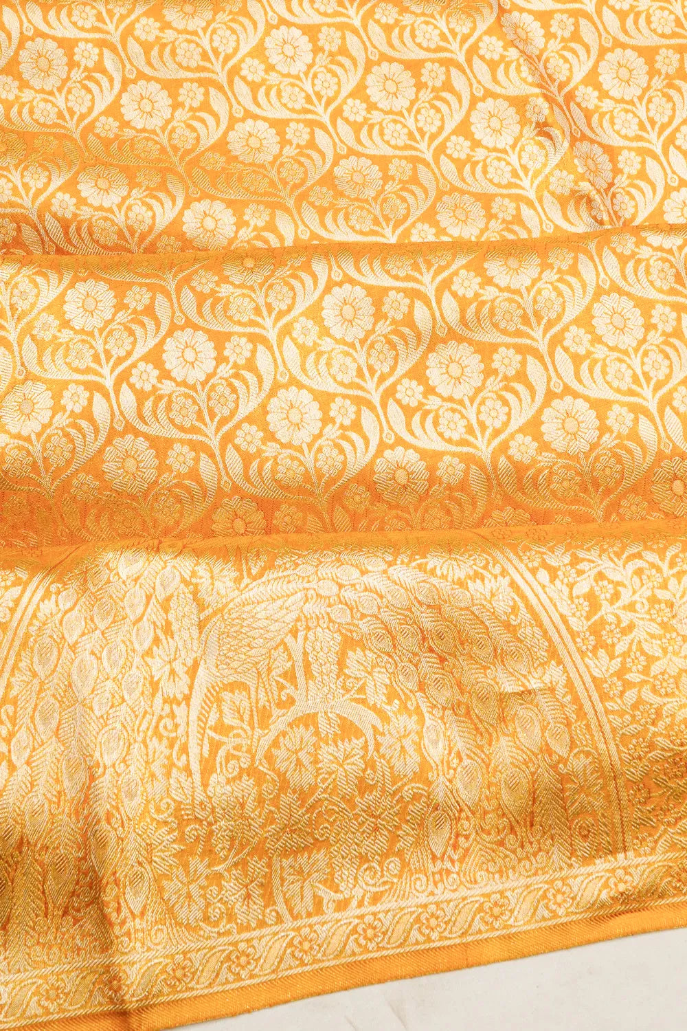 Taranga Kanchi Silk Tissue Brocade Yellow Saree