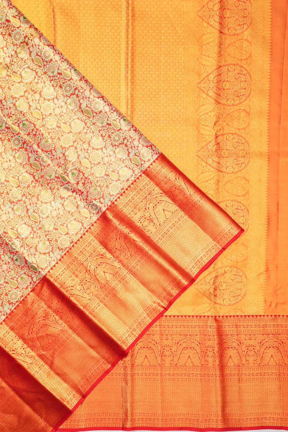 Taranga Kanchi Silk Tissue Brocade Red Saree