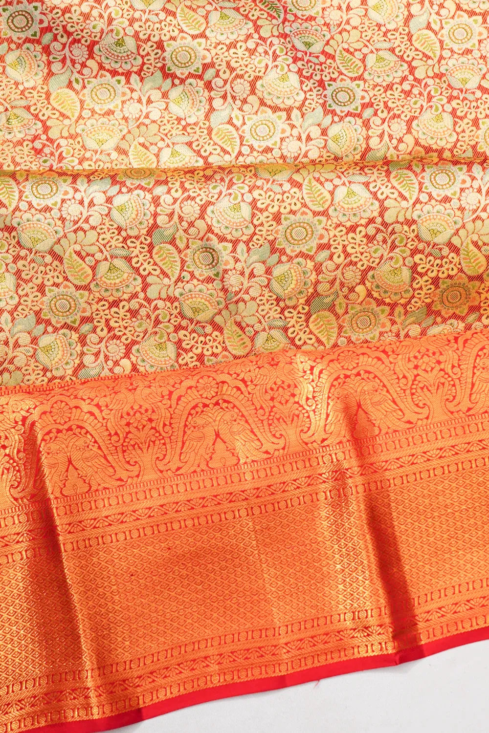 Taranga Kanchi Silk Tissue Brocade Red Saree