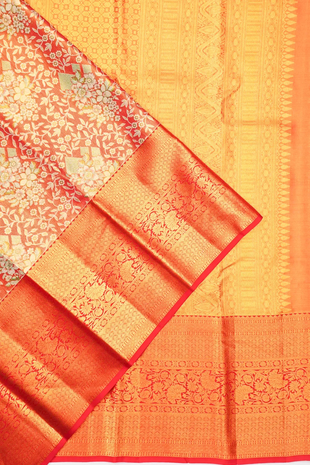 Taranga Kanchi Silk Tissue Brocade Red Saree