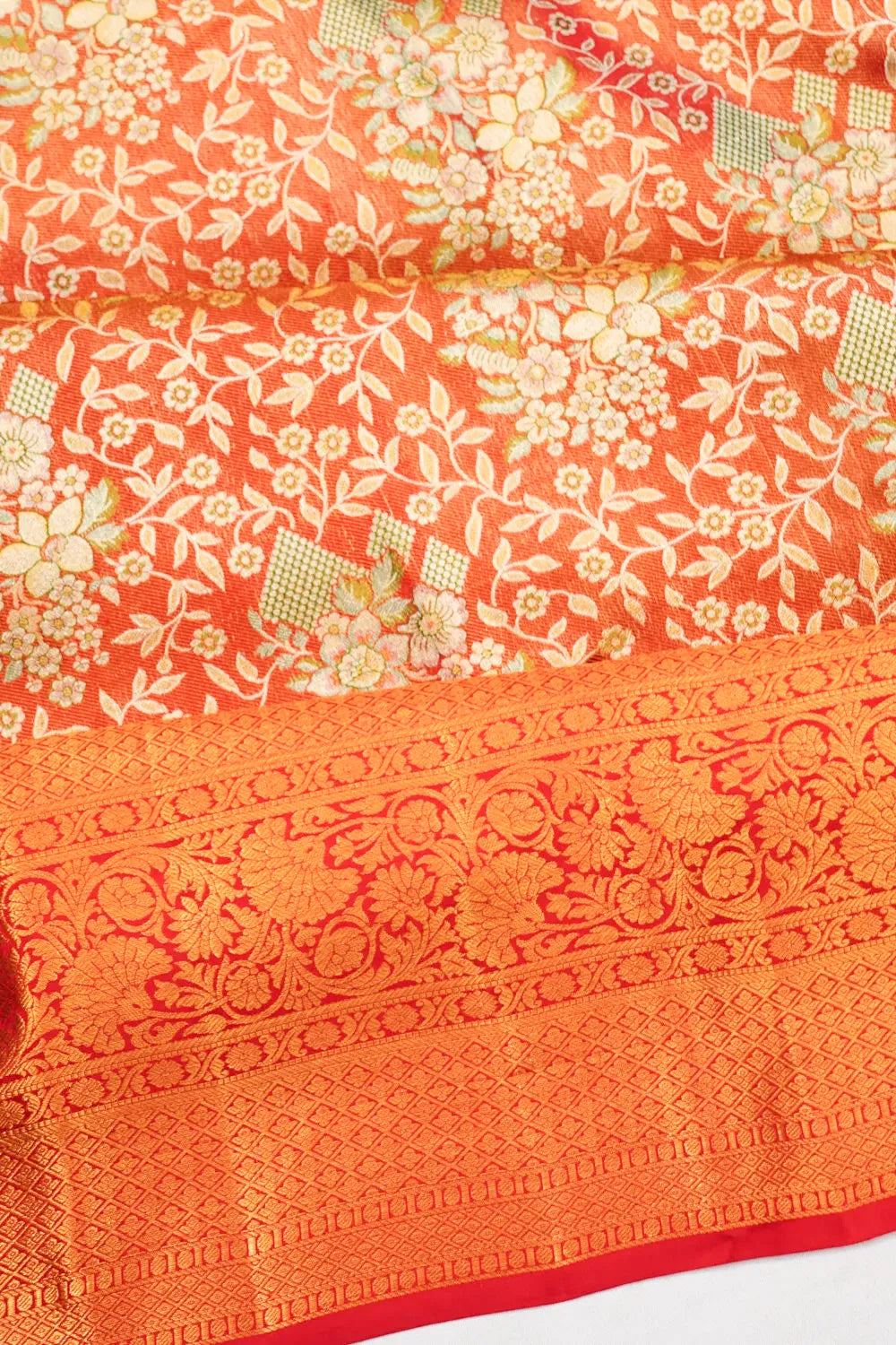 Taranga Kanchi Silk Tissue Brocade Red Saree