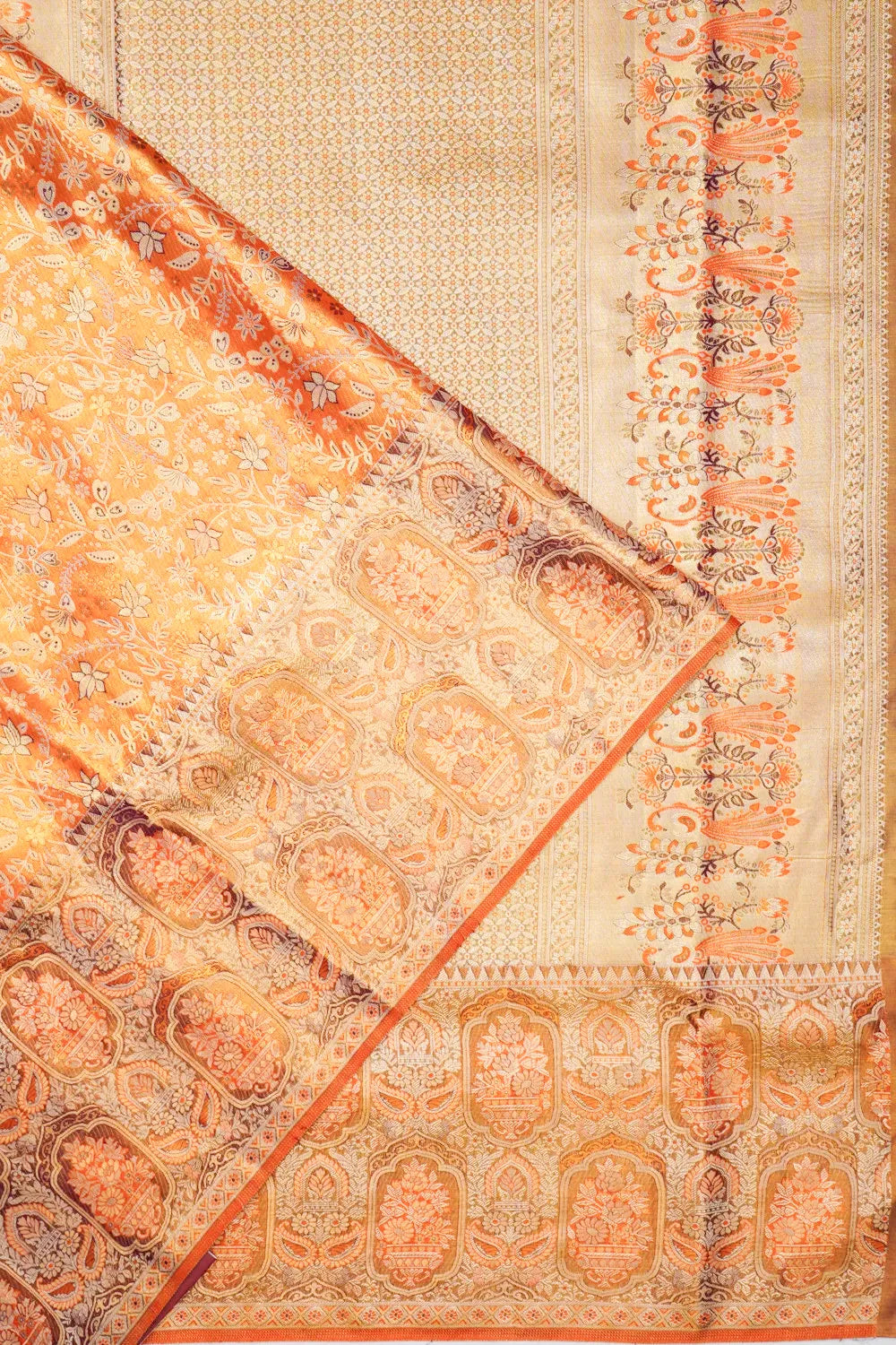 Taranga Kanchi Silk Tissue Brocade Orange Saree