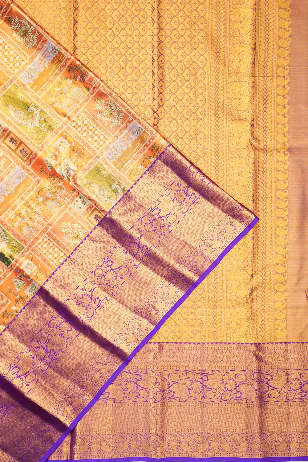 Taranga Kanchi Silk Tissue Brocade Orange Saree
