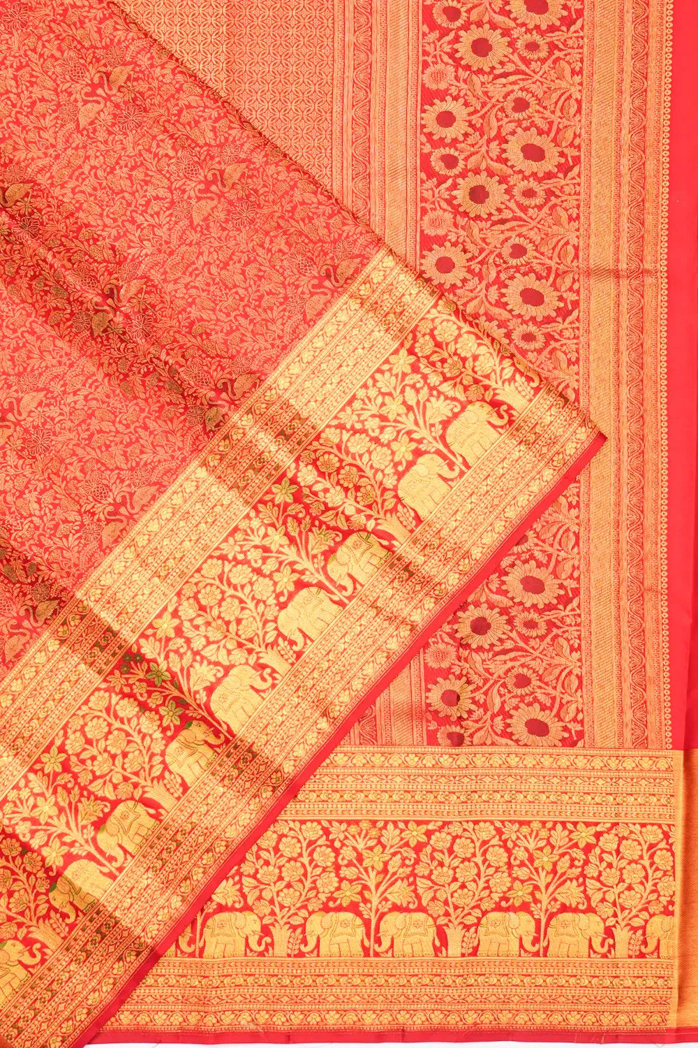 Kanchipuram Silk Brocade Red Saree