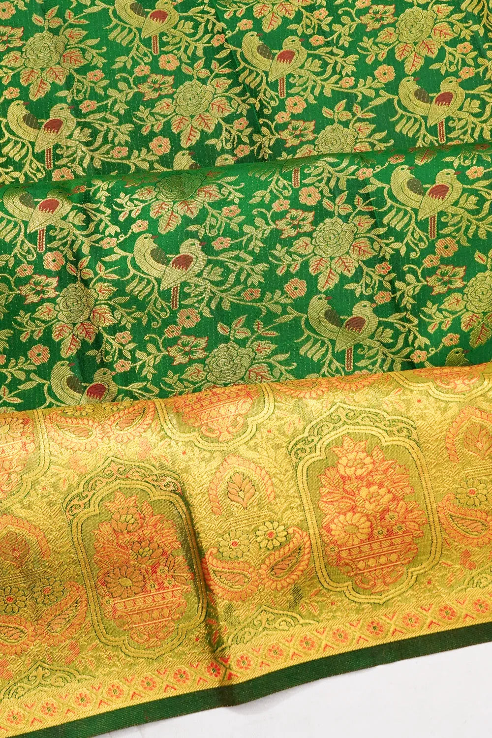 Kanchipuram Silk Brocade Green Saree