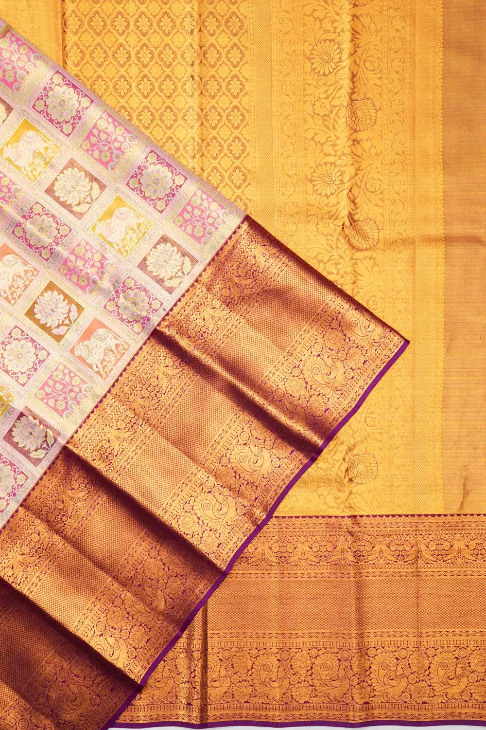 Taranga Kanchi Silk Tissue Brocade Pink Saree With Pichwai Motifs