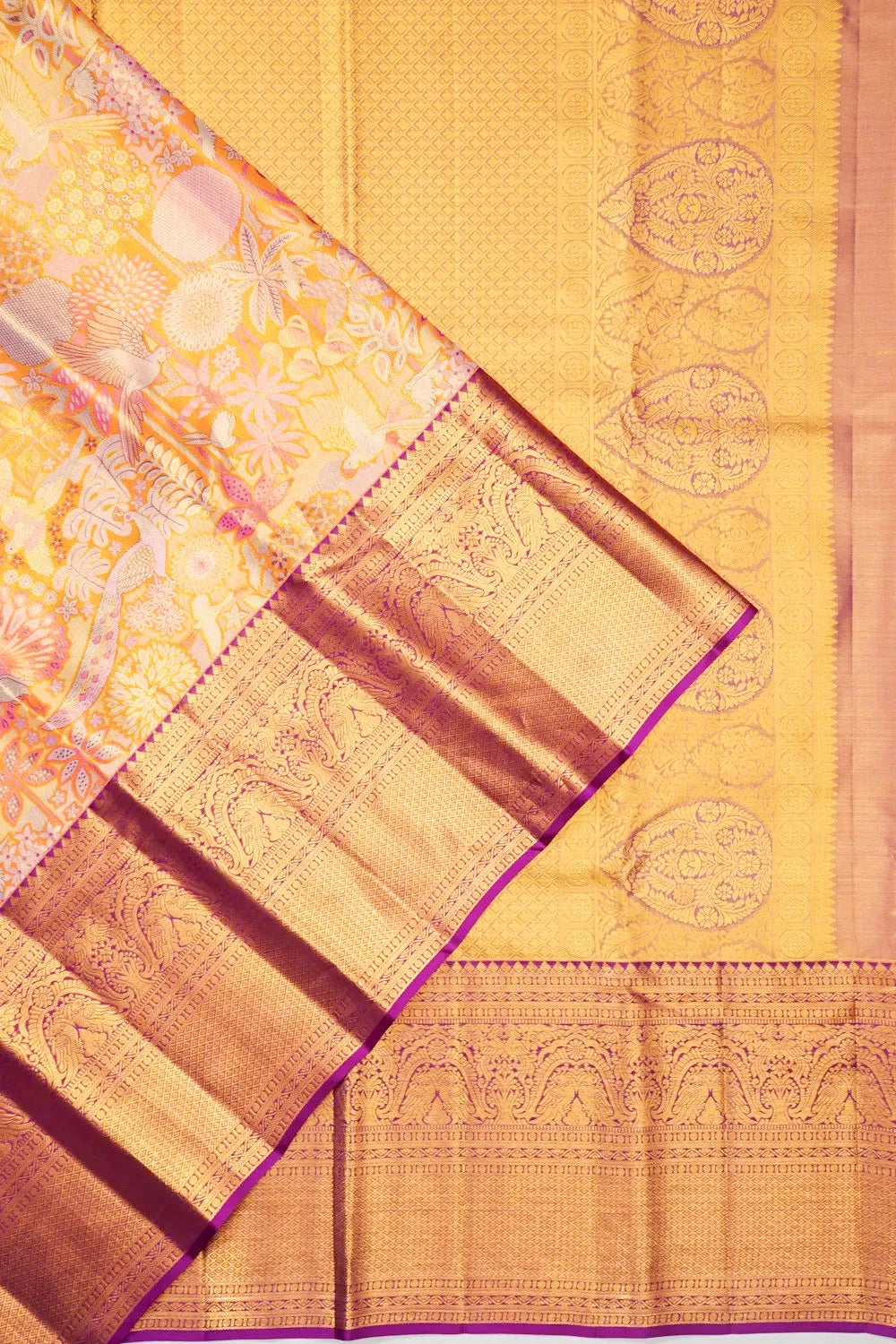 Taranga Kanchi Silk Tissue Brocade Orange Saree