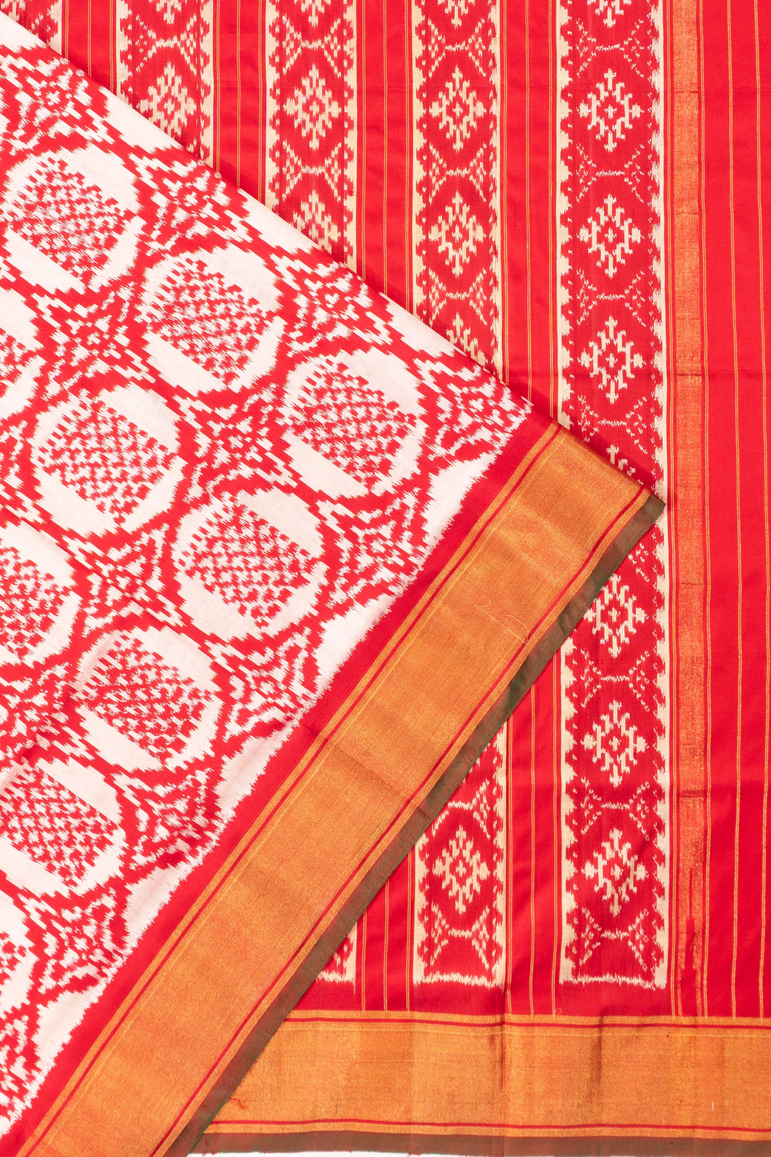 Pochampally Silk Ikat White Saree