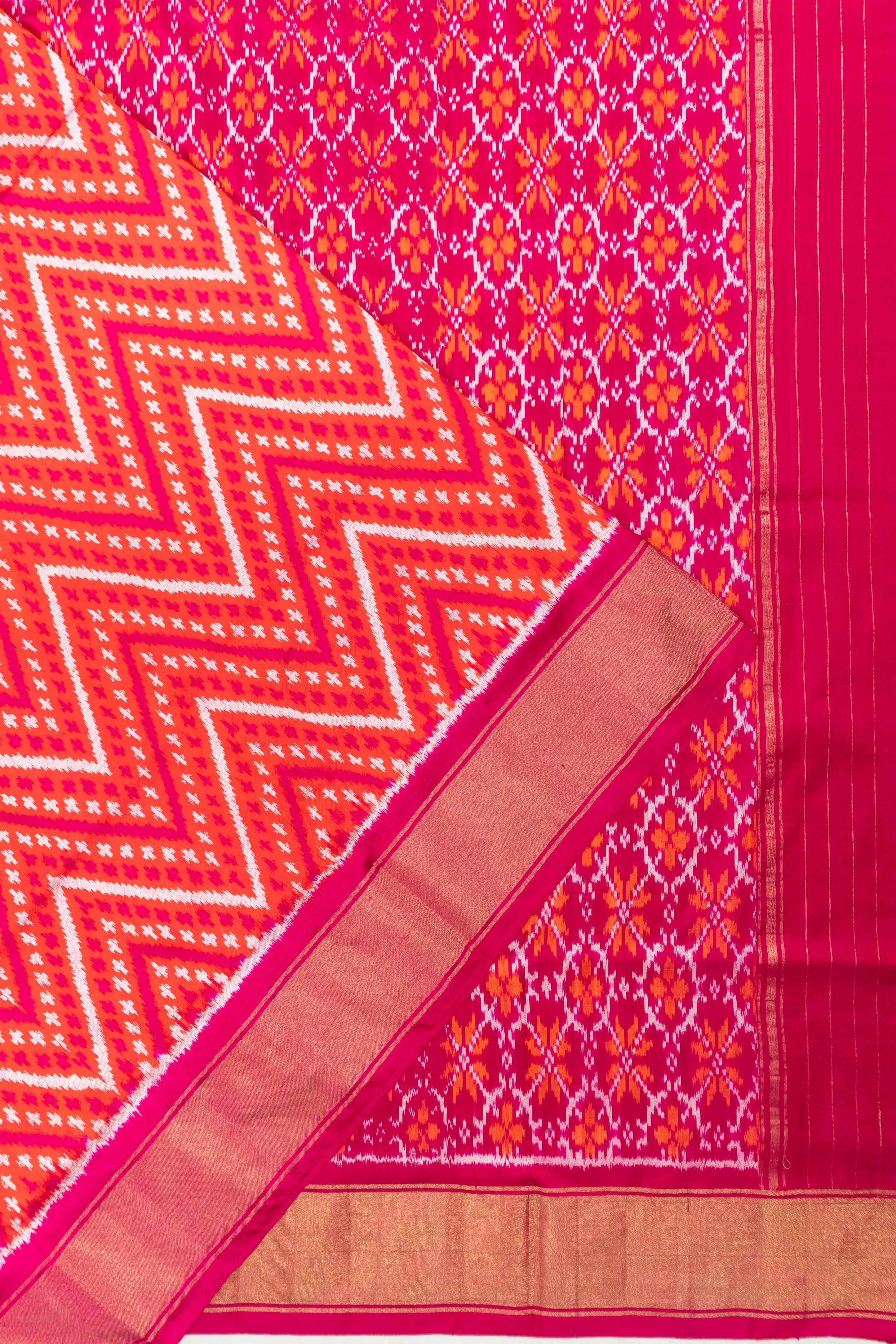Pochampally Silk Ikat Orange Saree