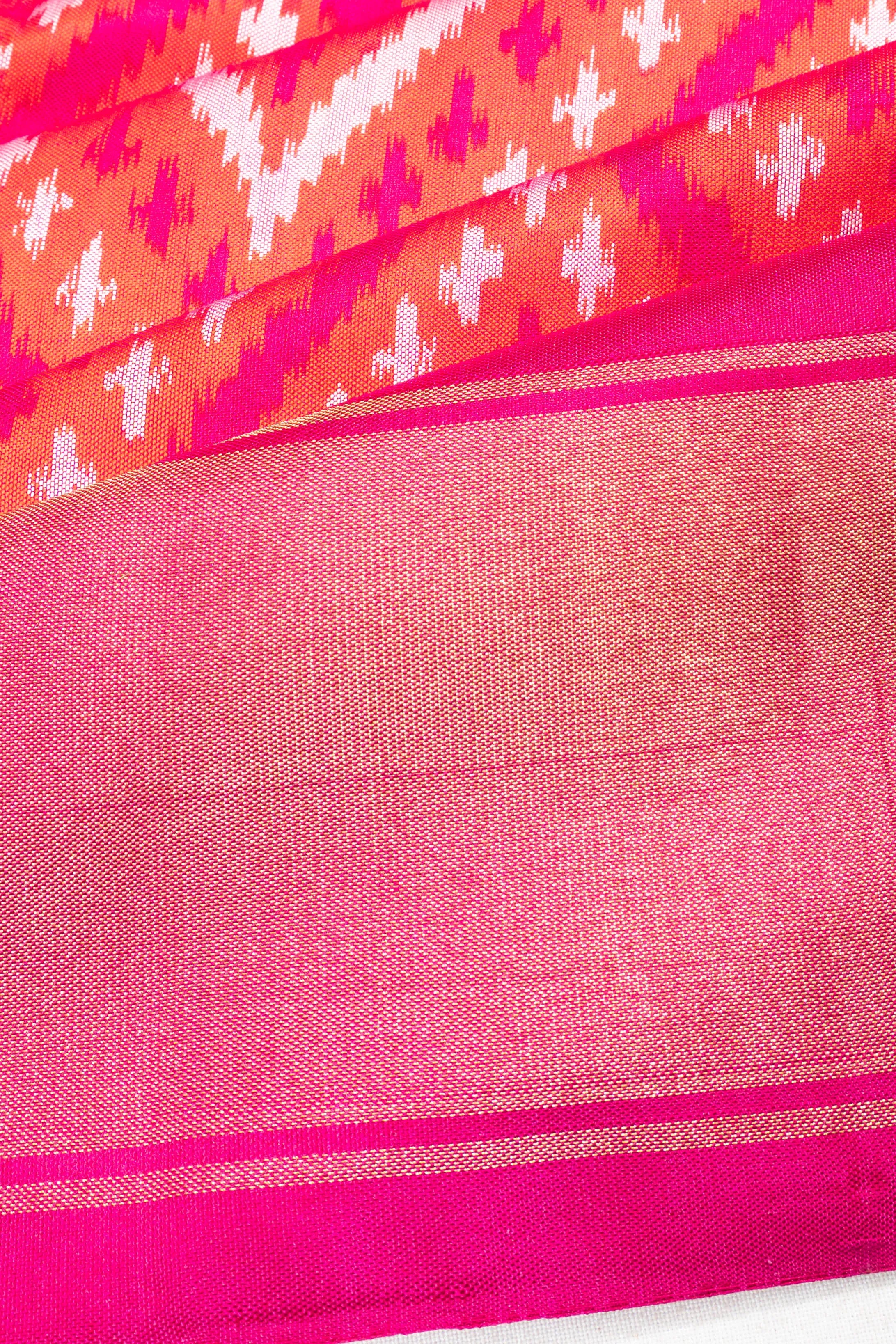 Pochampally Silk Ikat Orange Saree