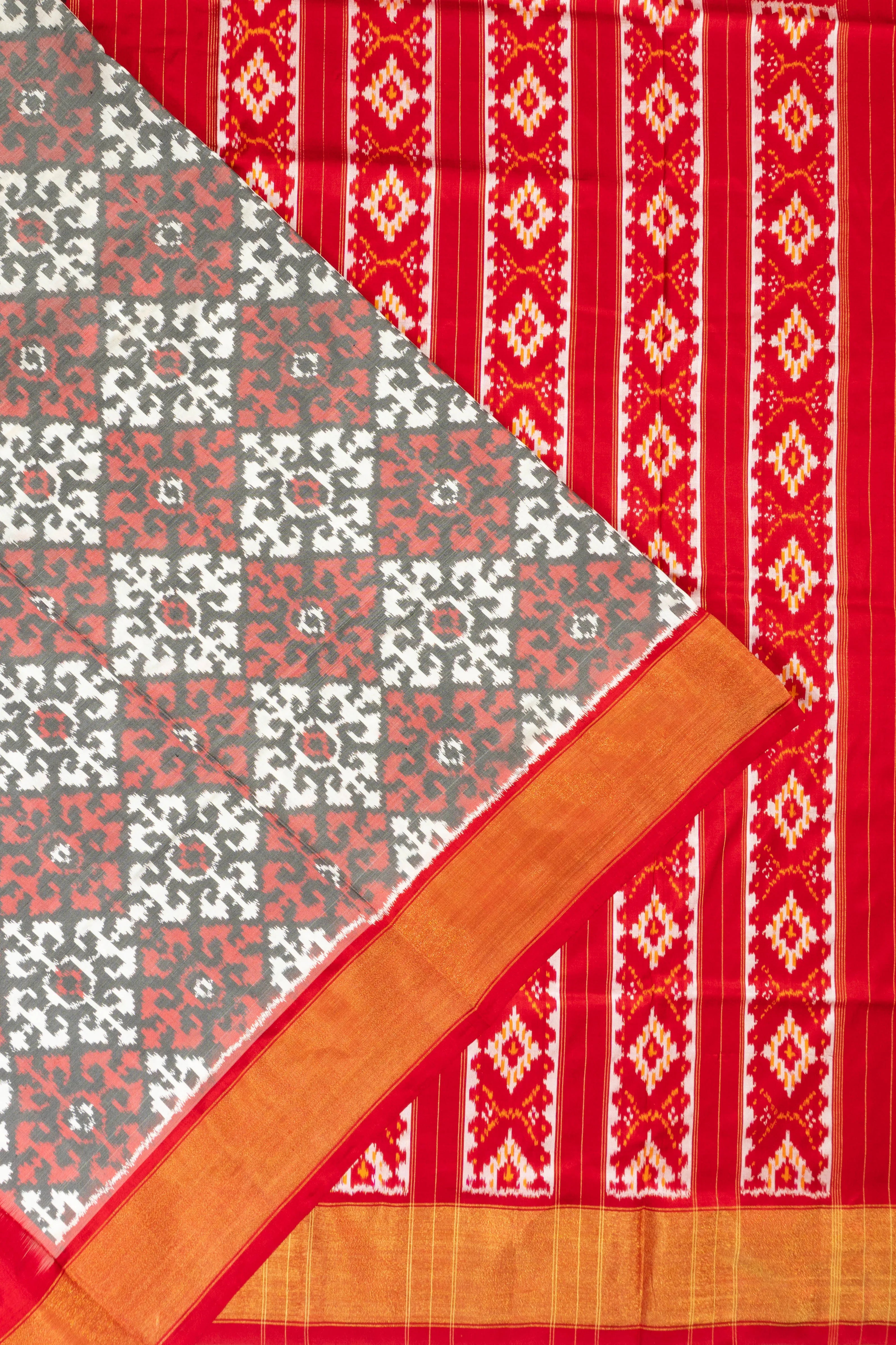 Pochampally Silk Ikat Grey Saree