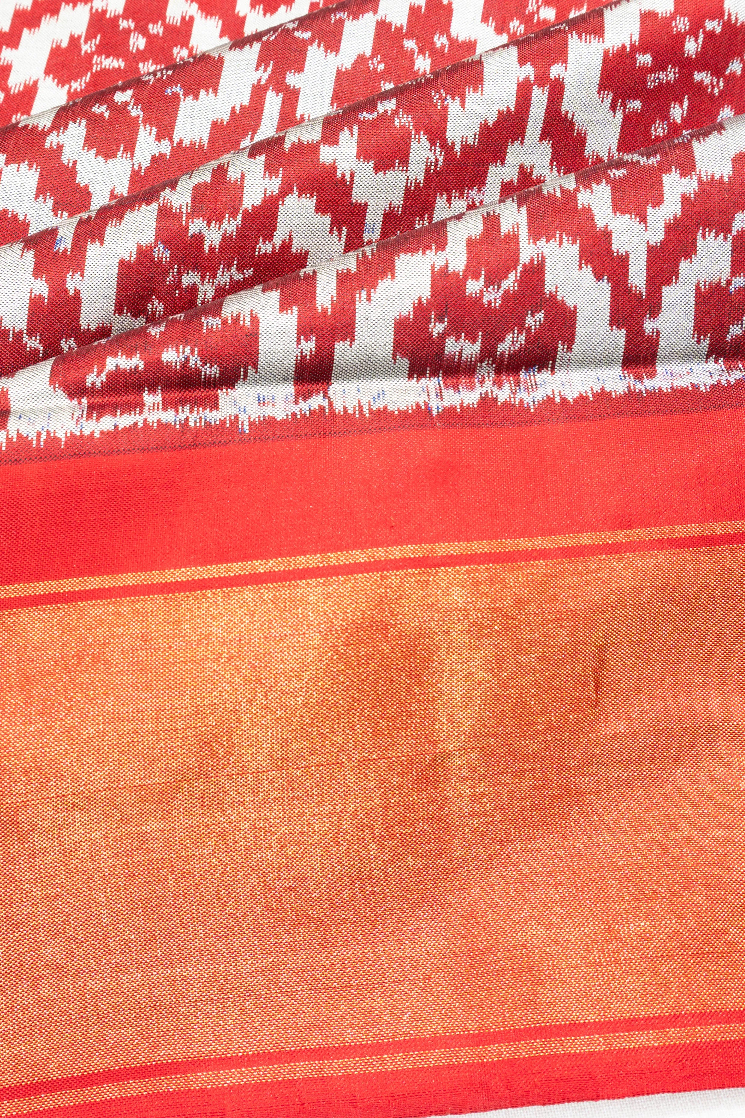 Pochampally Silk Ikat White Saree