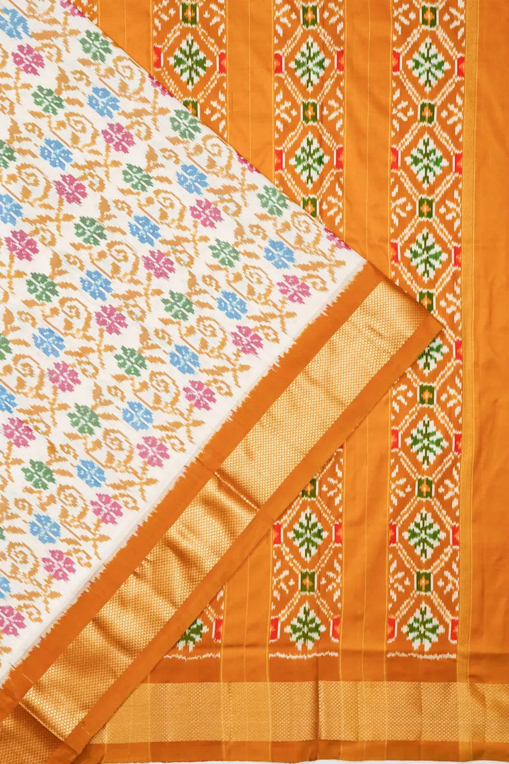 Pochampally Silk Ikat Cream Saree