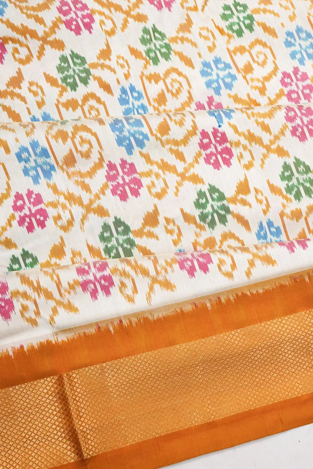 Pochampally Silk Ikat Cream Saree