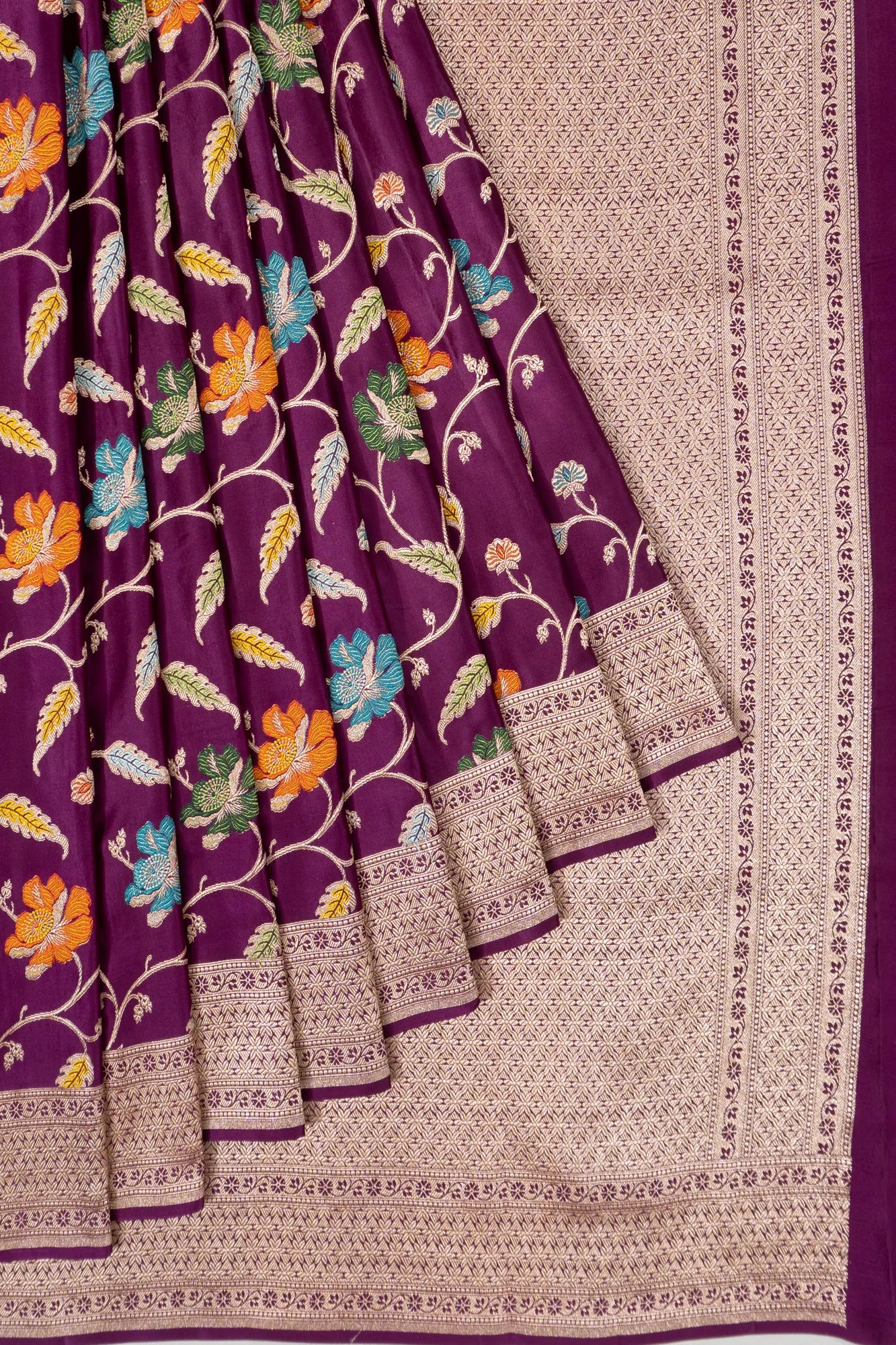 Banarasi Satin Jaal Purple Saree