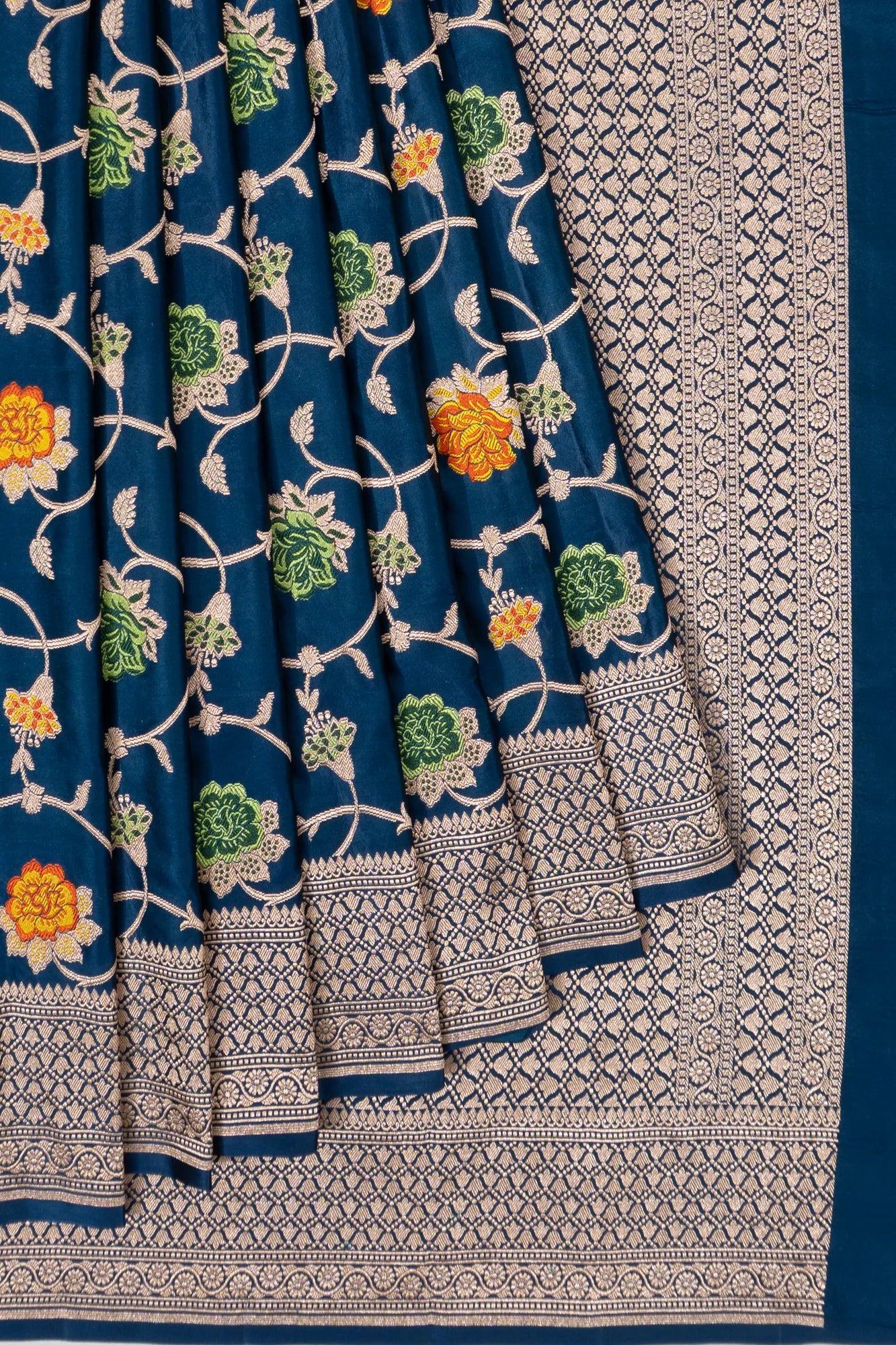 Banarasi Satin Jaal Dark Blue Saree