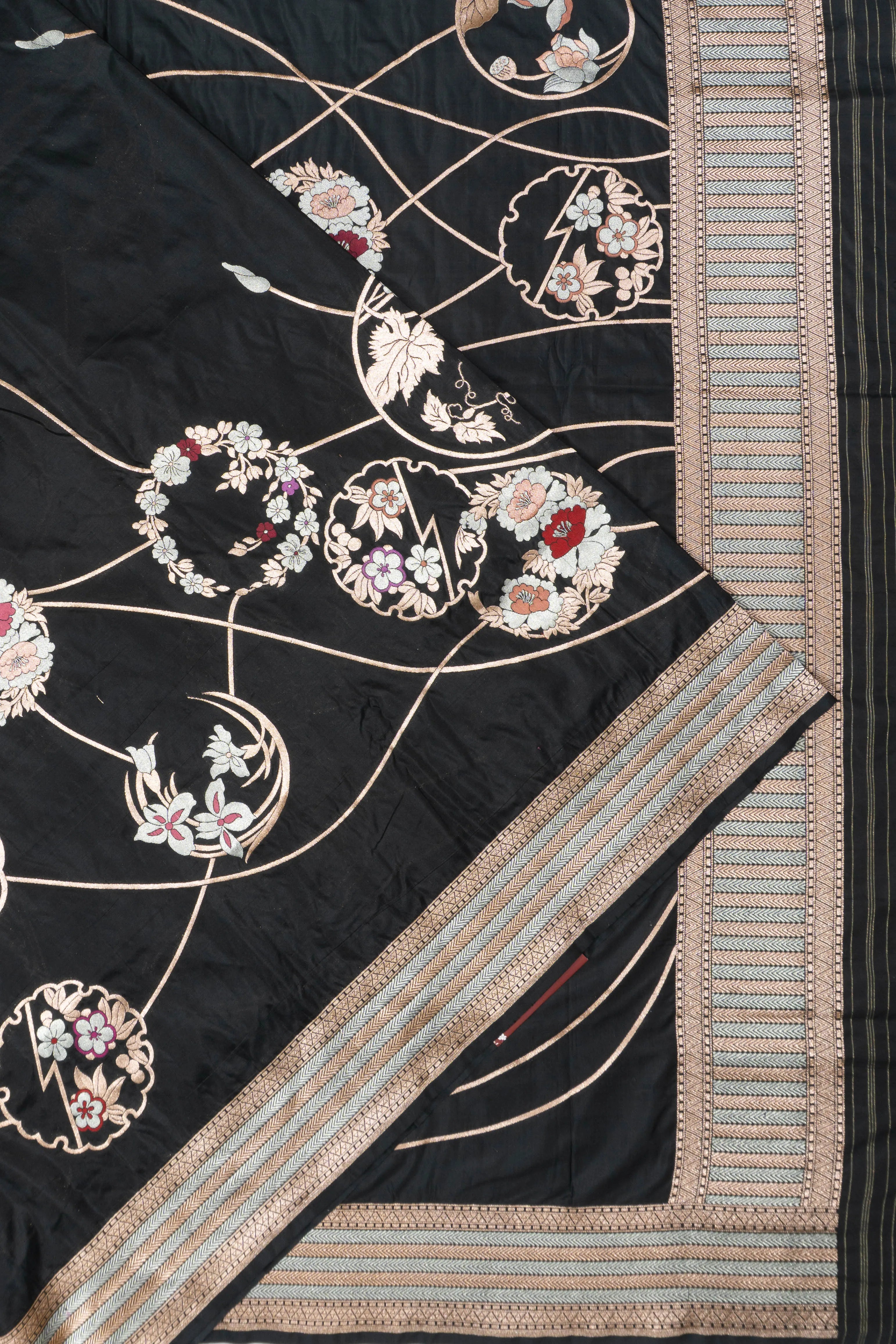 Banarasi Silk Jaal Black Saree