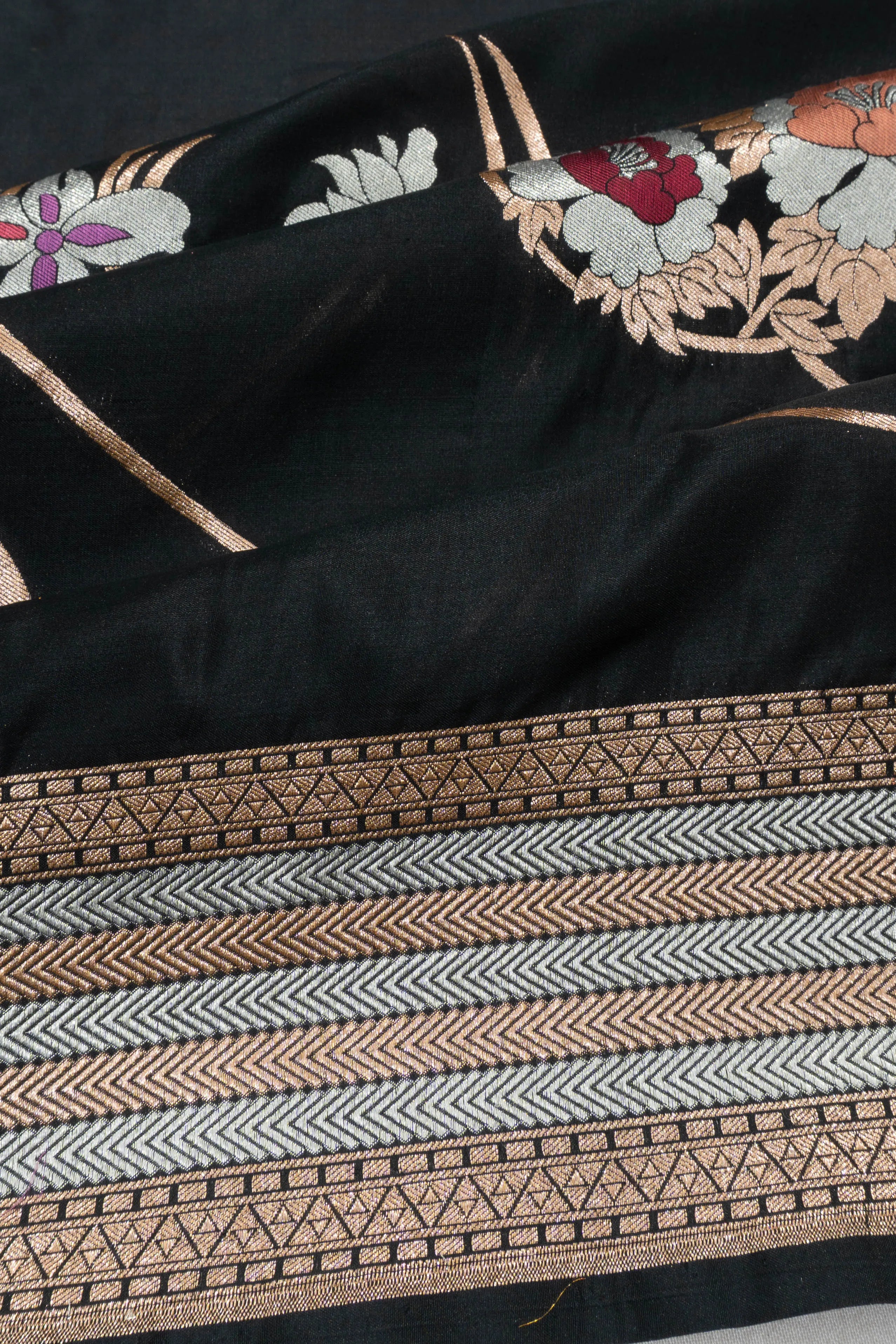Banarasi Silk Jaal Black Saree