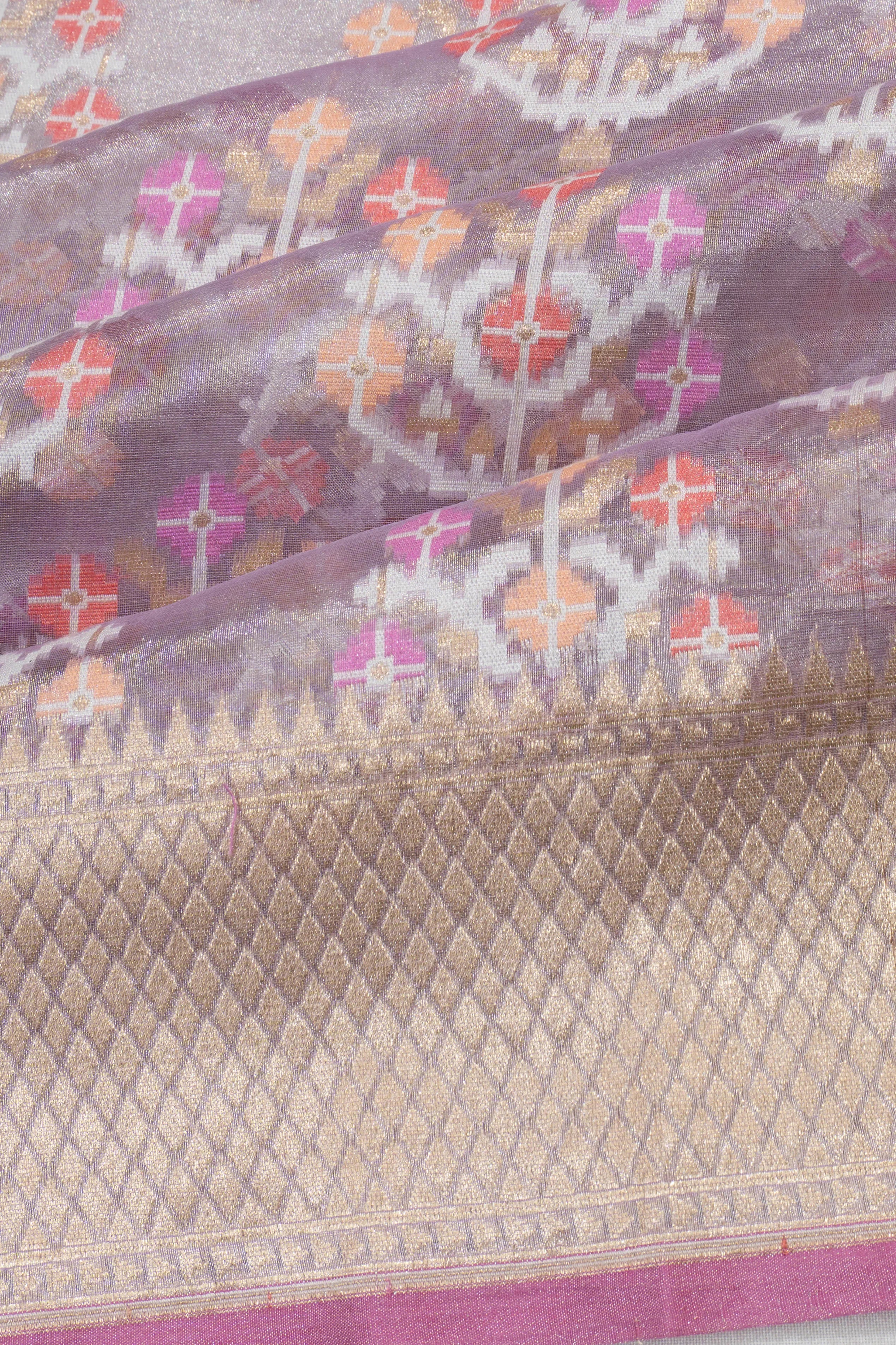 Banarasi Kora Organza Tissue Brocade Lavender Saree