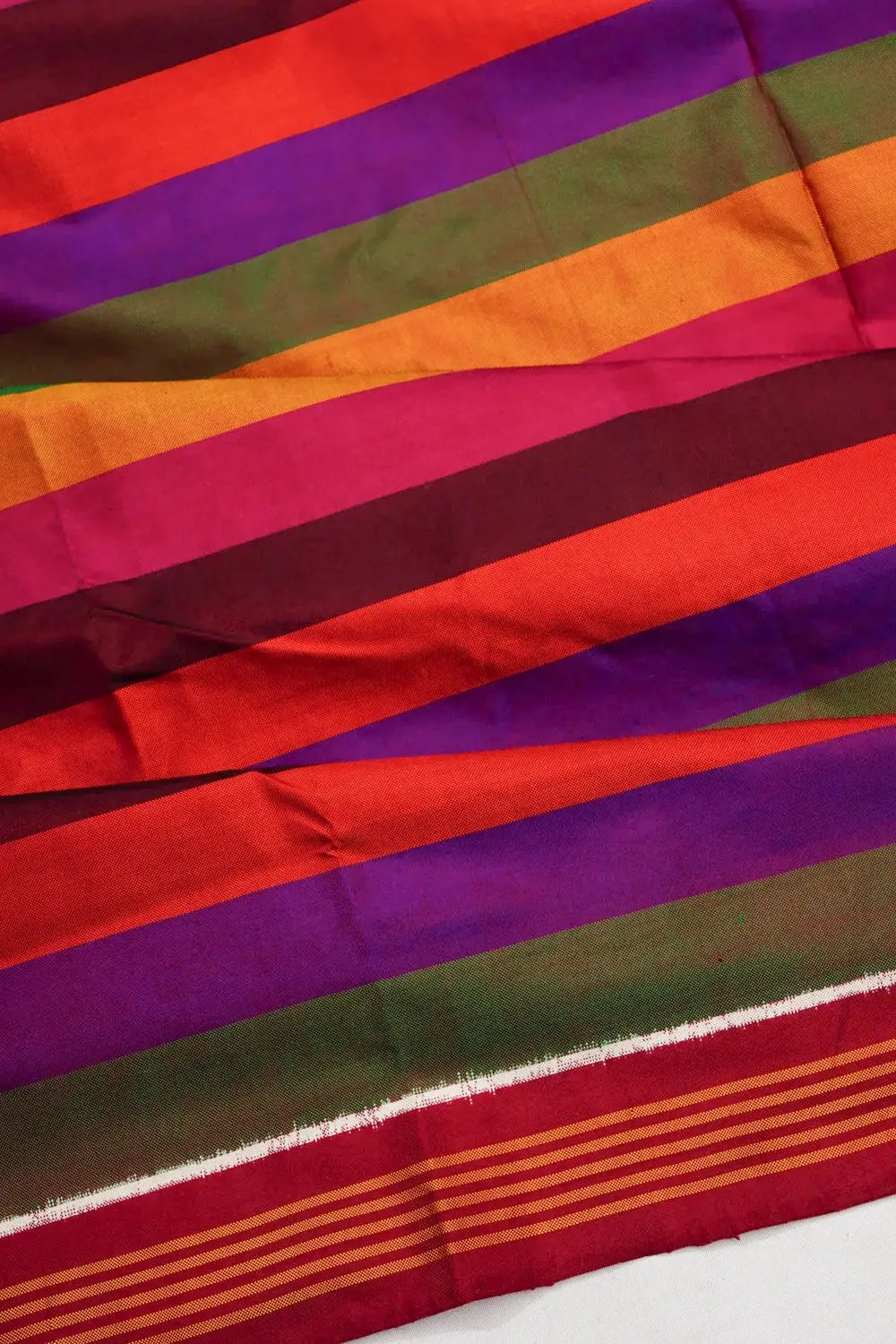 Patan Patola Silk Double Ikat Lines Multicolour Saree