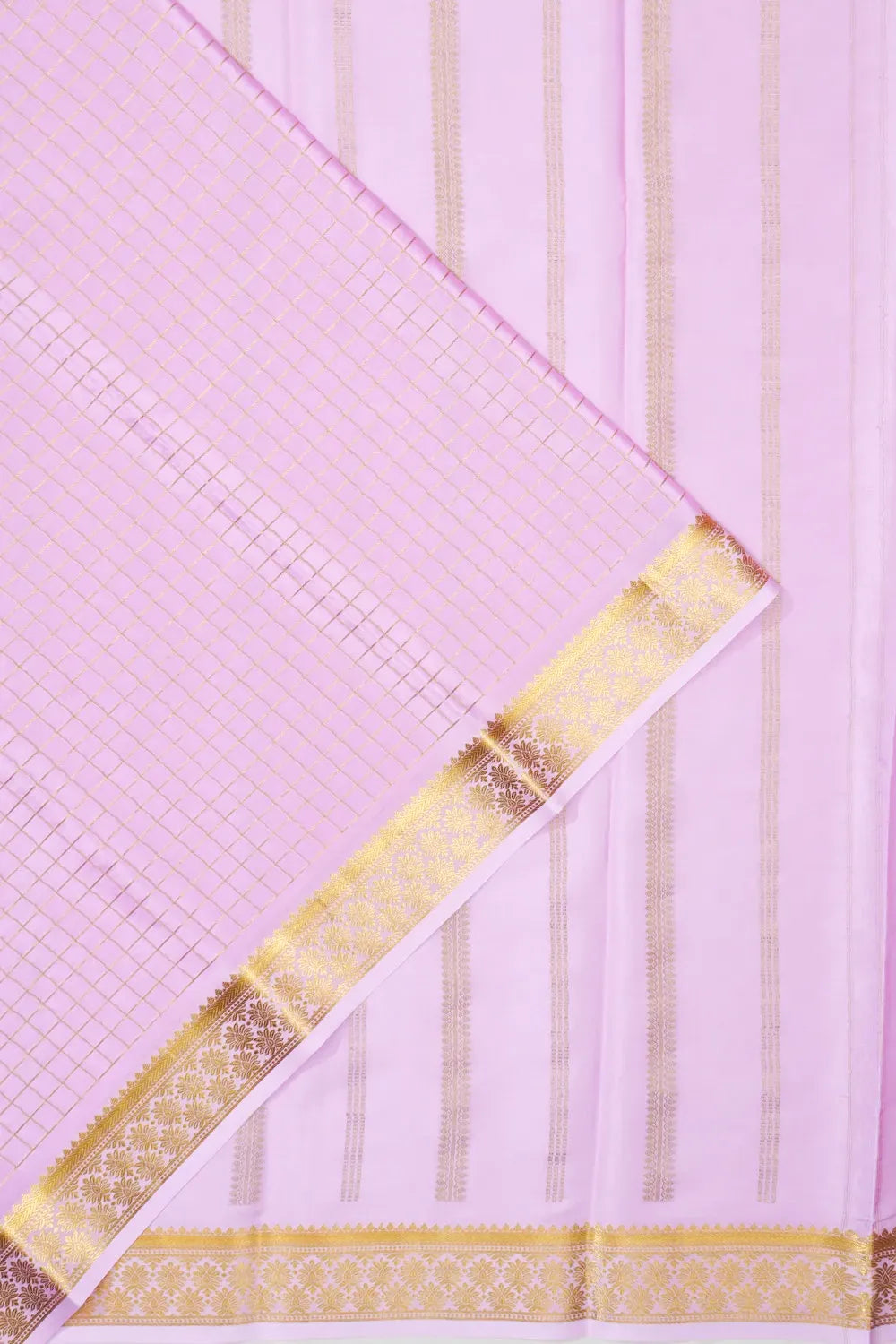 Mysore Silk Checks Lavender Saree