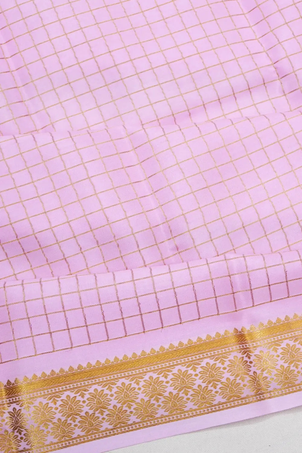 Mysore Silk Checks Lavender Saree