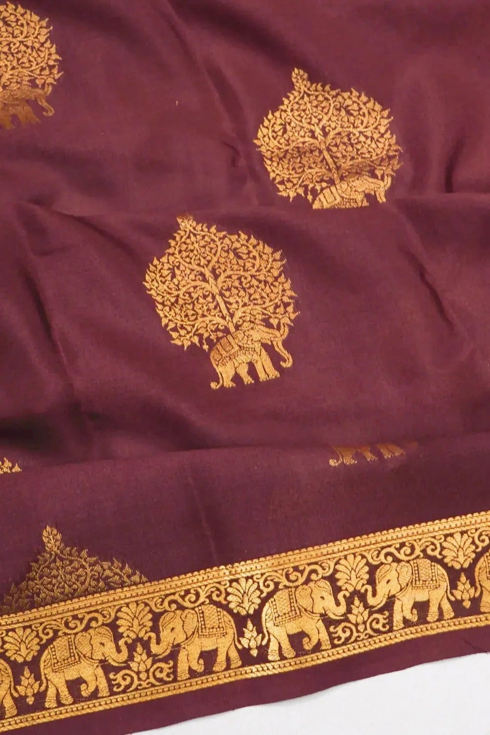 Mysore Silk Butta Brown Saree
