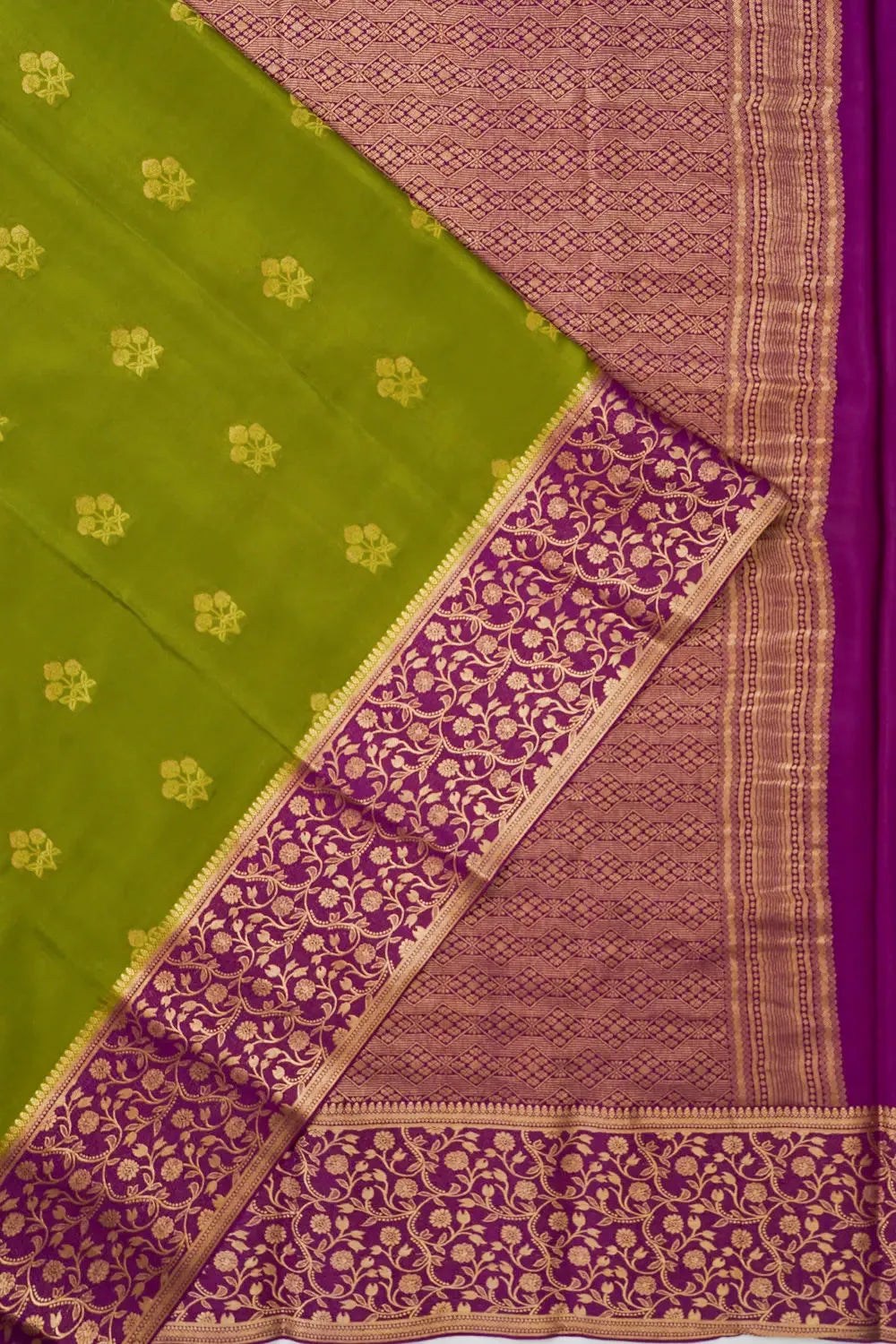Mysore Silk Butta Mehendi Green Saree