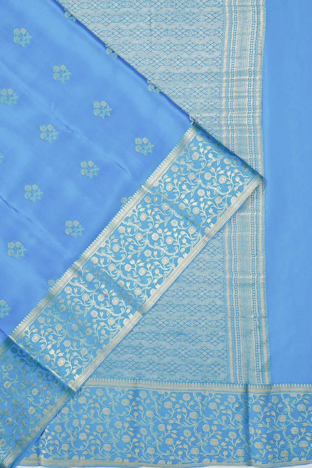Mysore Silk Butta Sky Blue Saree