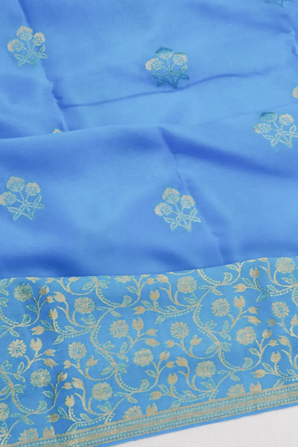 Mysore Silk Butta Sky Blue Saree