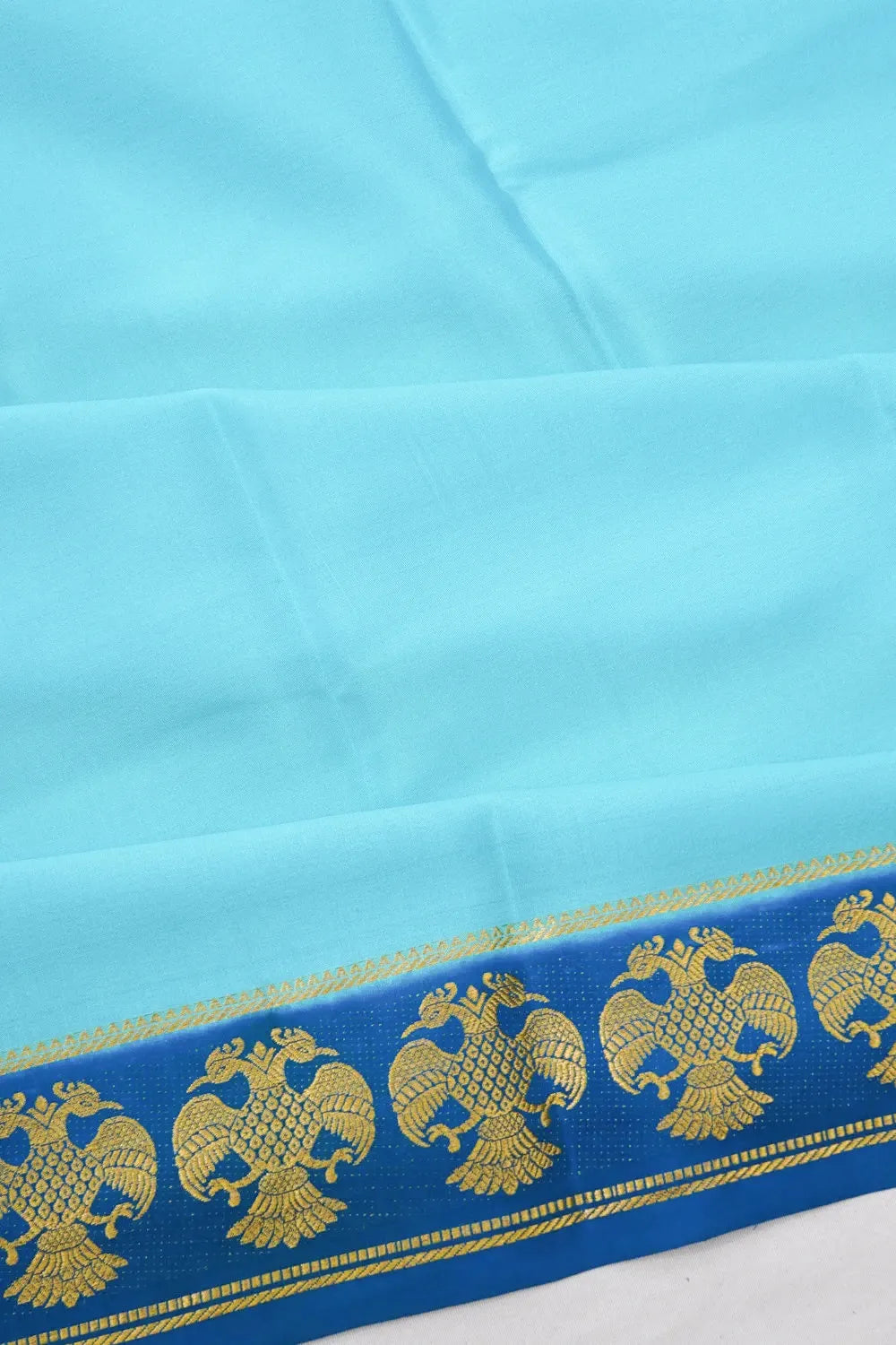 Mysore Silk Plain Sea Blue Saree