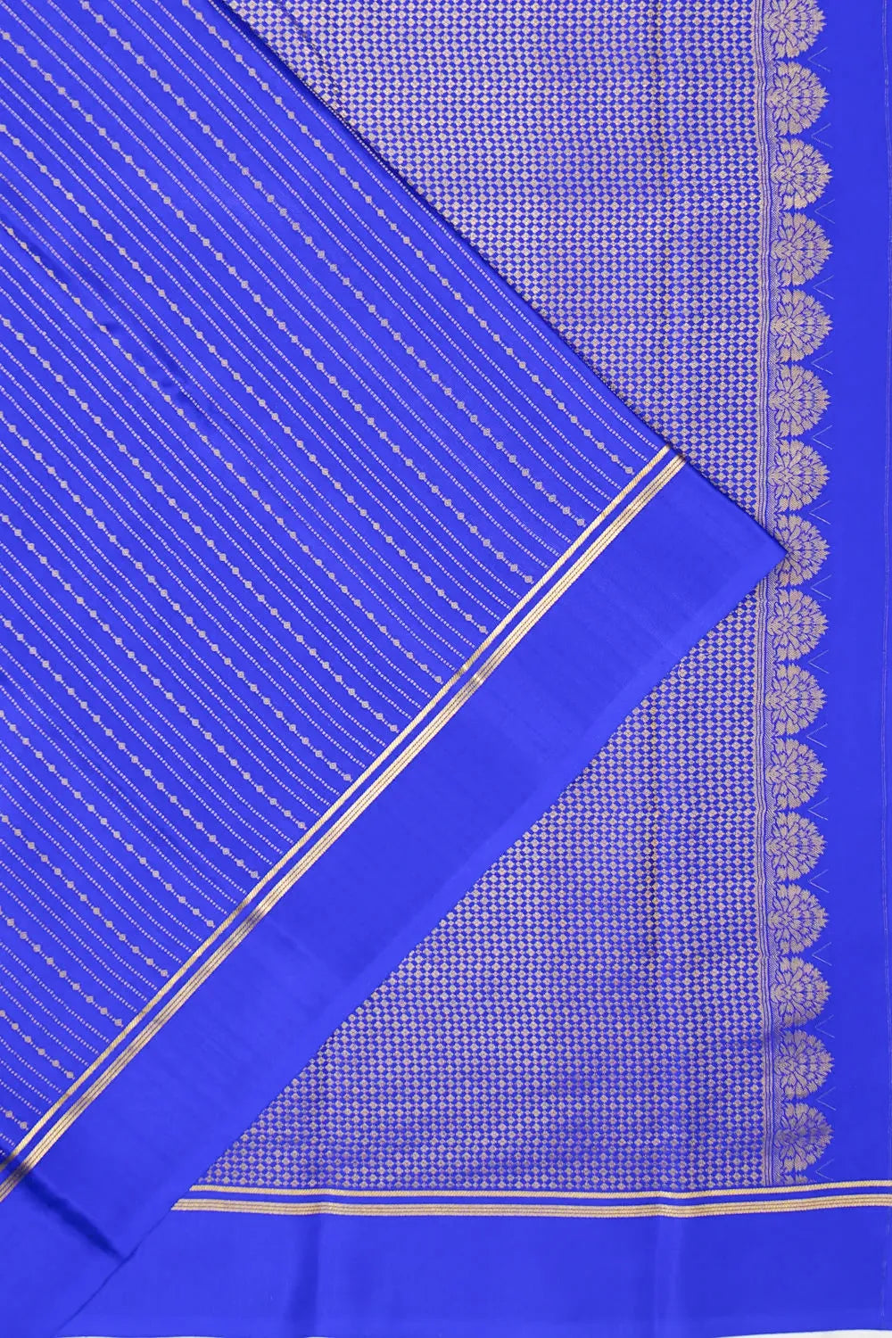 Mysore Silk Vertical Lines Royal Blue Saree