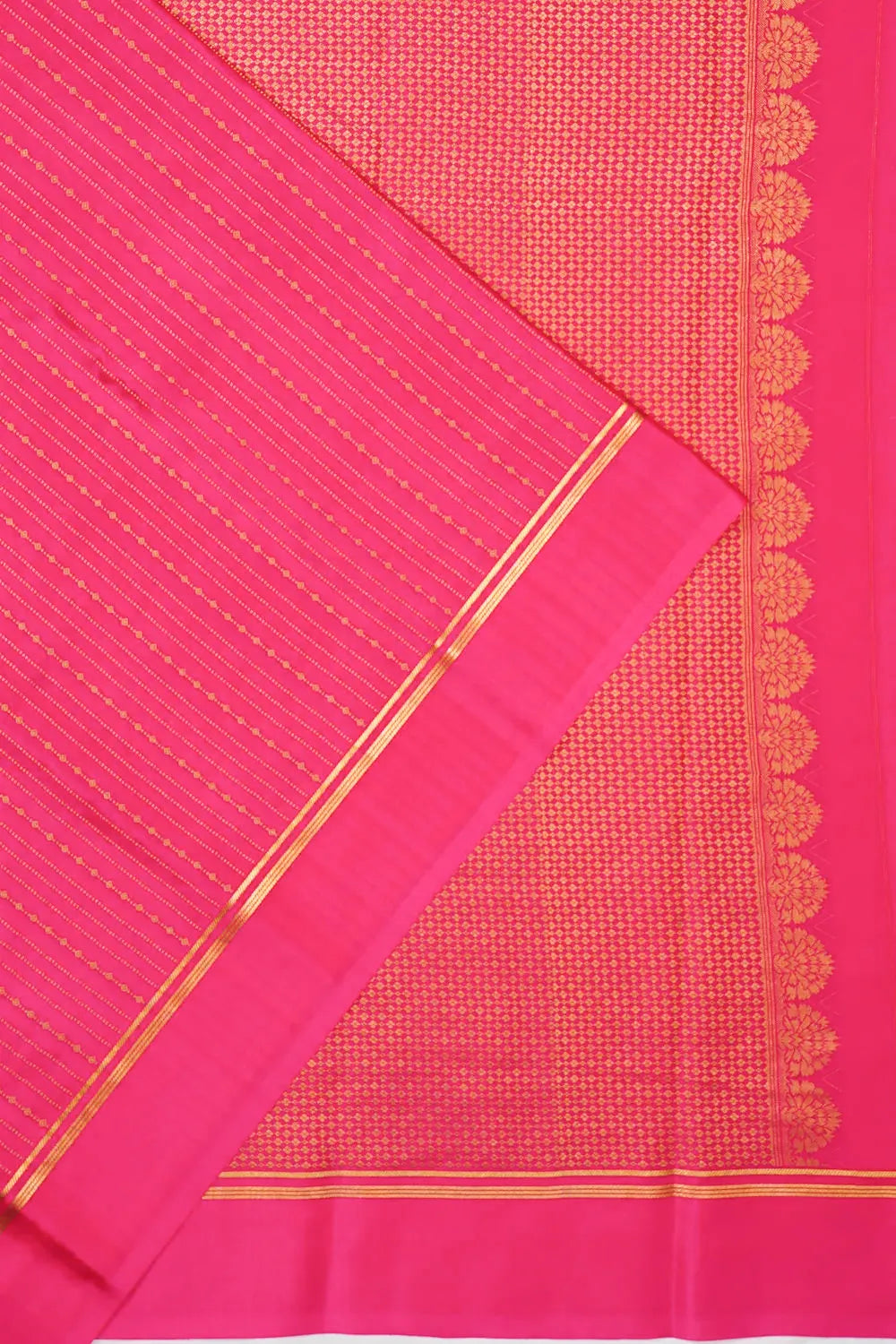 Mysore Silk Vertical Lines Rani Pink Saree