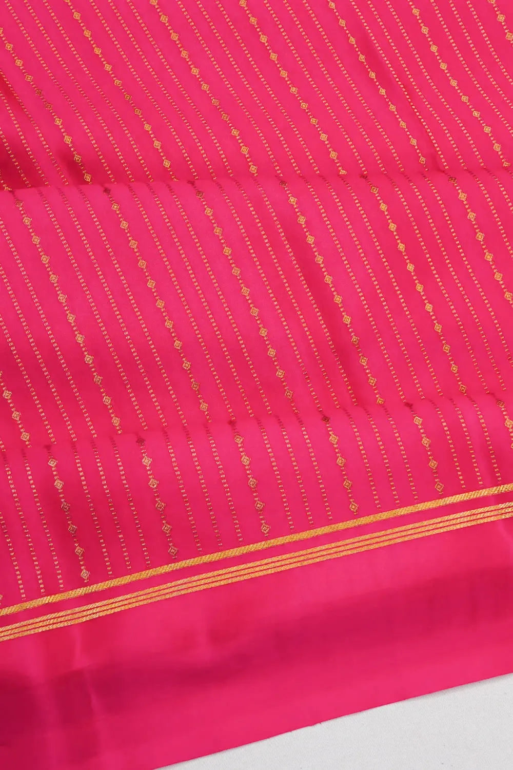 Mysore Silk Vertical Lines Rani Pink Saree